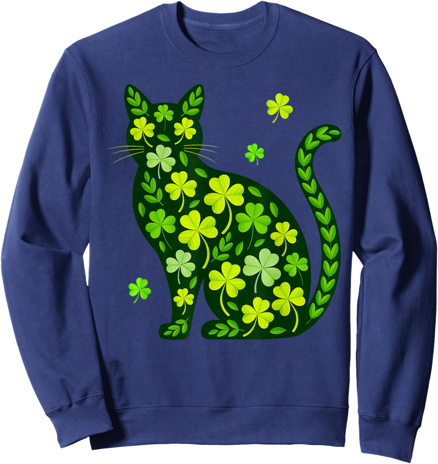 Cat St Patricks Day Lucky Shamrock Saint Pattys Girls Women Sweatshirt - Sweatshirt | Navy