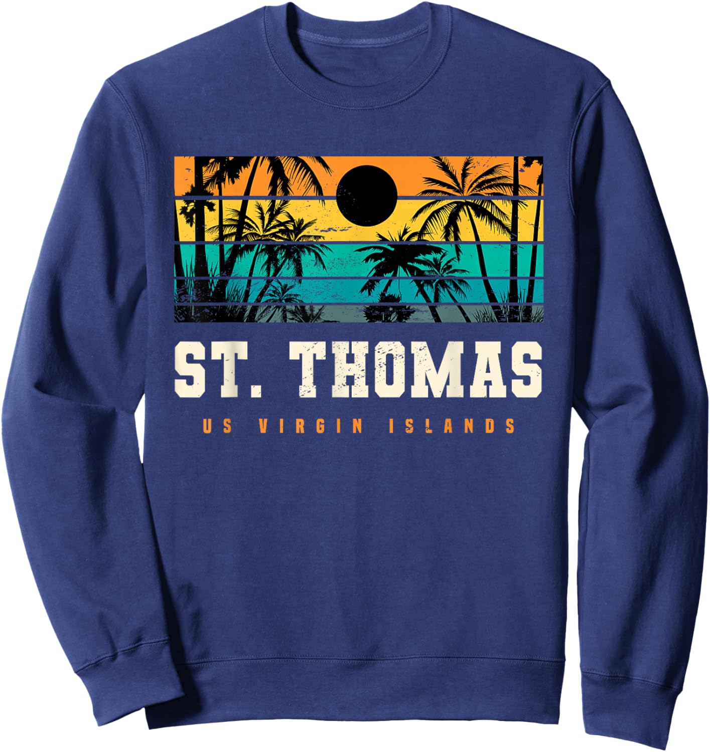 St. Thomas US USVI Islands Retro Sunset Beach Sweatshirt - Sweatshirt | Navy