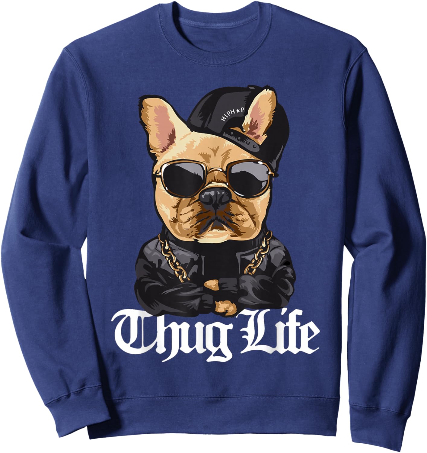 Cool Cute Hooded Gangsta Pug Thug Dog Sweatshirt - Sweatshirt | Navy