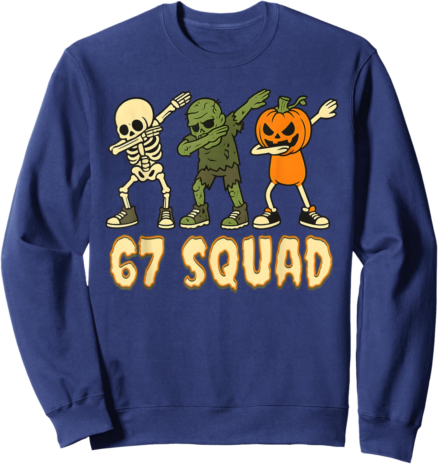 67 Halloween Squad Pumpkin Six Seven Boys Brainrot Meme Kid Sweatshirt - Sweatshirt | Navy