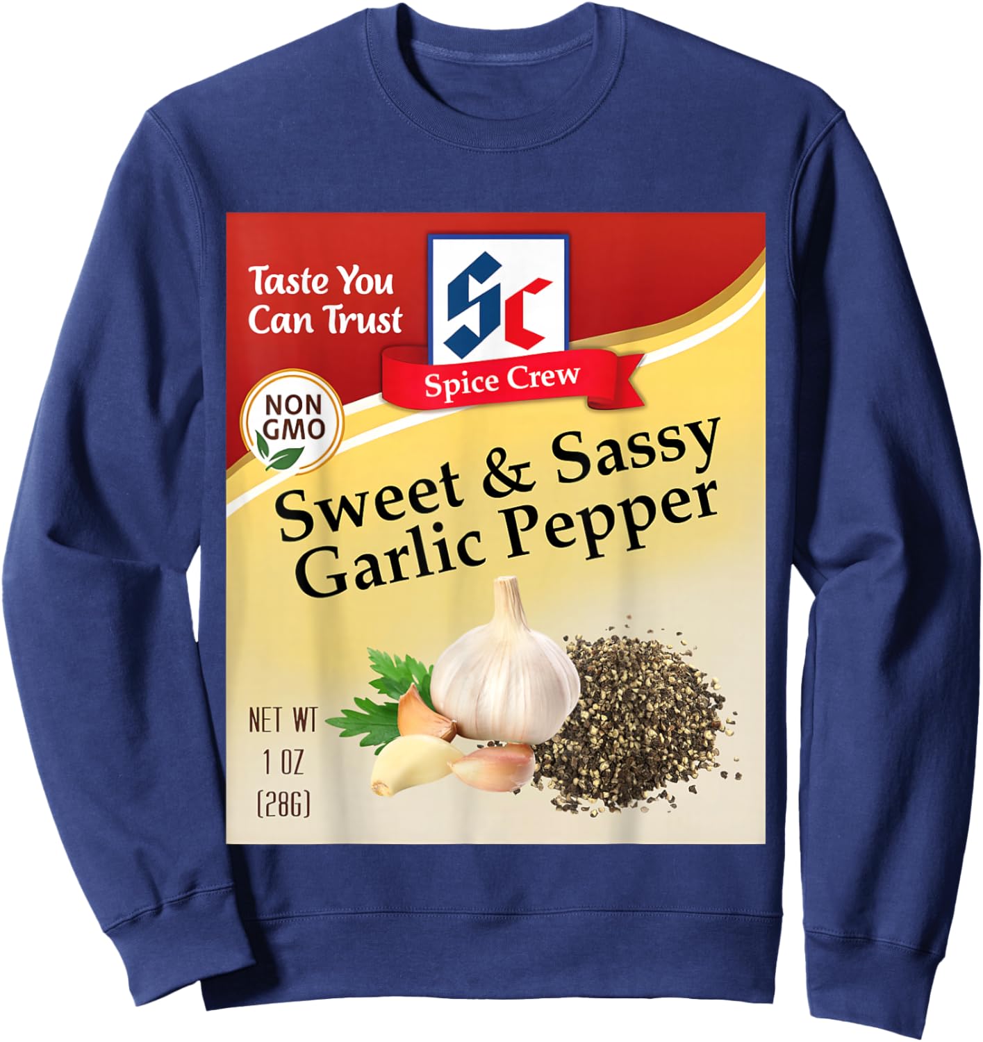 Sweet & Sassy Garlic Pepper Condiment Spice Group Matching Sweatshirt - Sweatshirt | Navy