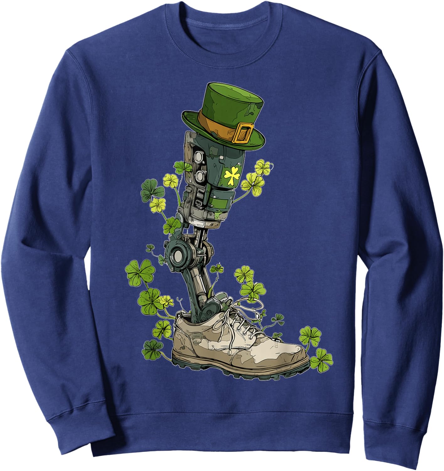 Amputee Prosthetic Amputated St. Patricks Day Pattys Day Sweatshirt - Sweatshirt | Navy