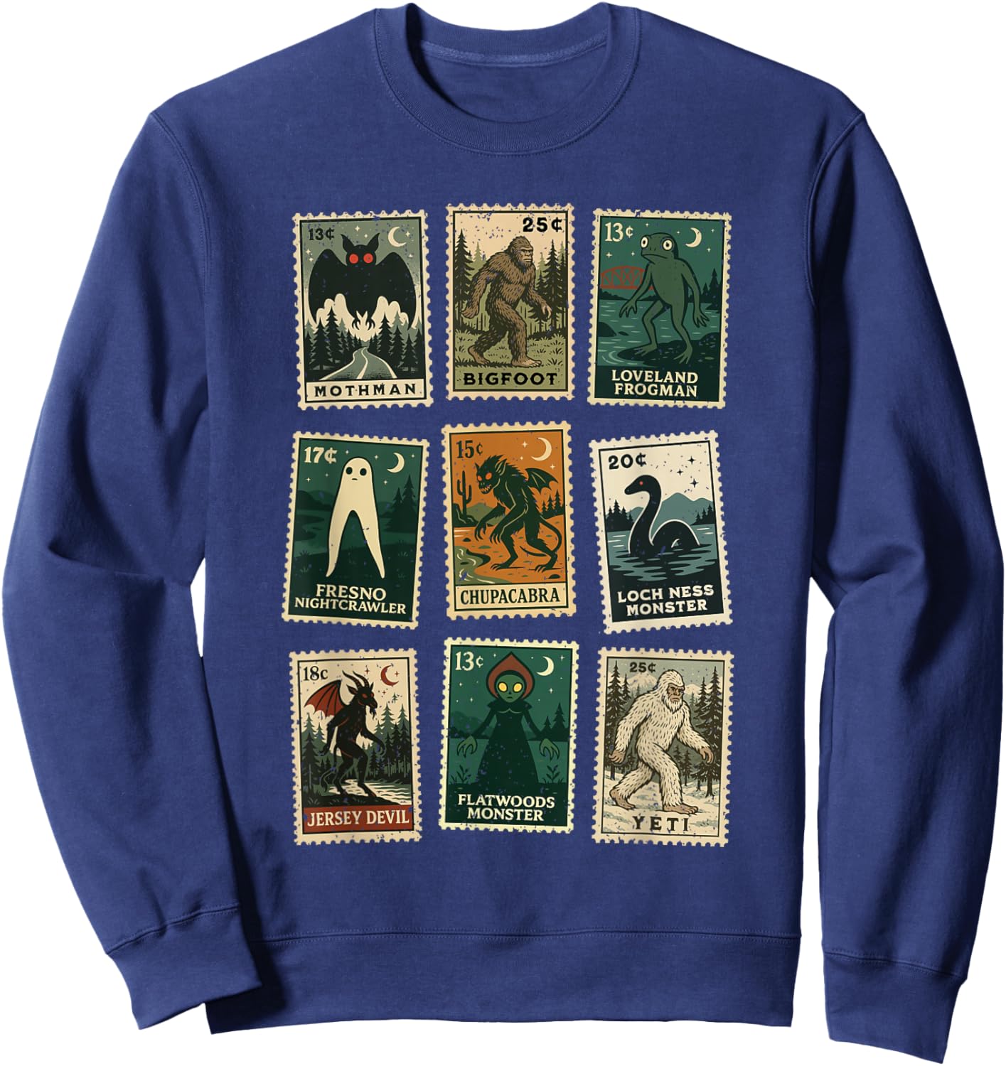 Cryptid Monster Stamps Sweatshirt - Sweatshirt | Navy