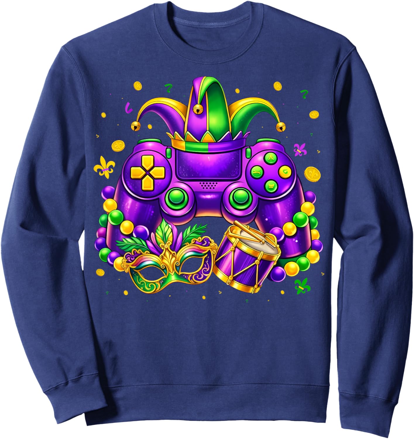Mardi Gras Video Game for Boys Kids Men Youth New Orleans Sweatshirt - Sweatshirt | Navy