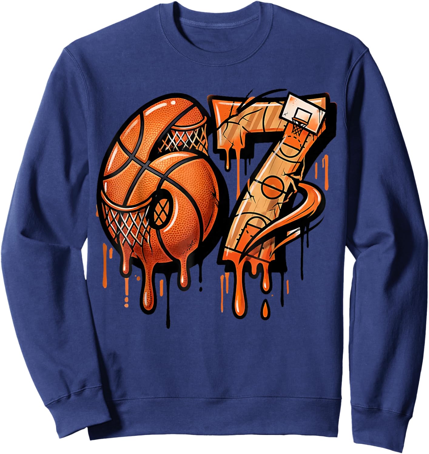 6 7 Six Seven Basketball Drip Gen Alpha Slang Boy Girl Kids Sweatshirt - Sweatshirt | Navy