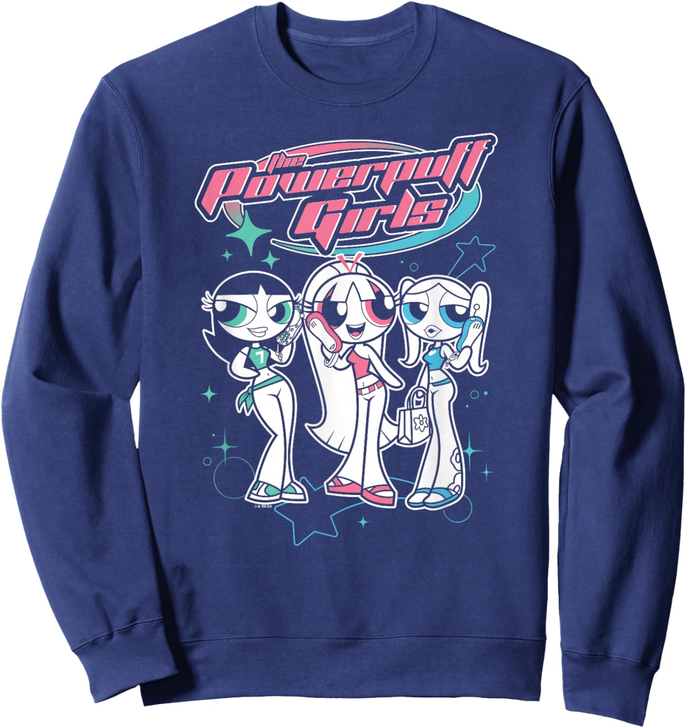 The Powerpuff Girls Teenage Group Y2K Style Poster Sweatshirt - Sweatshirt | Navy