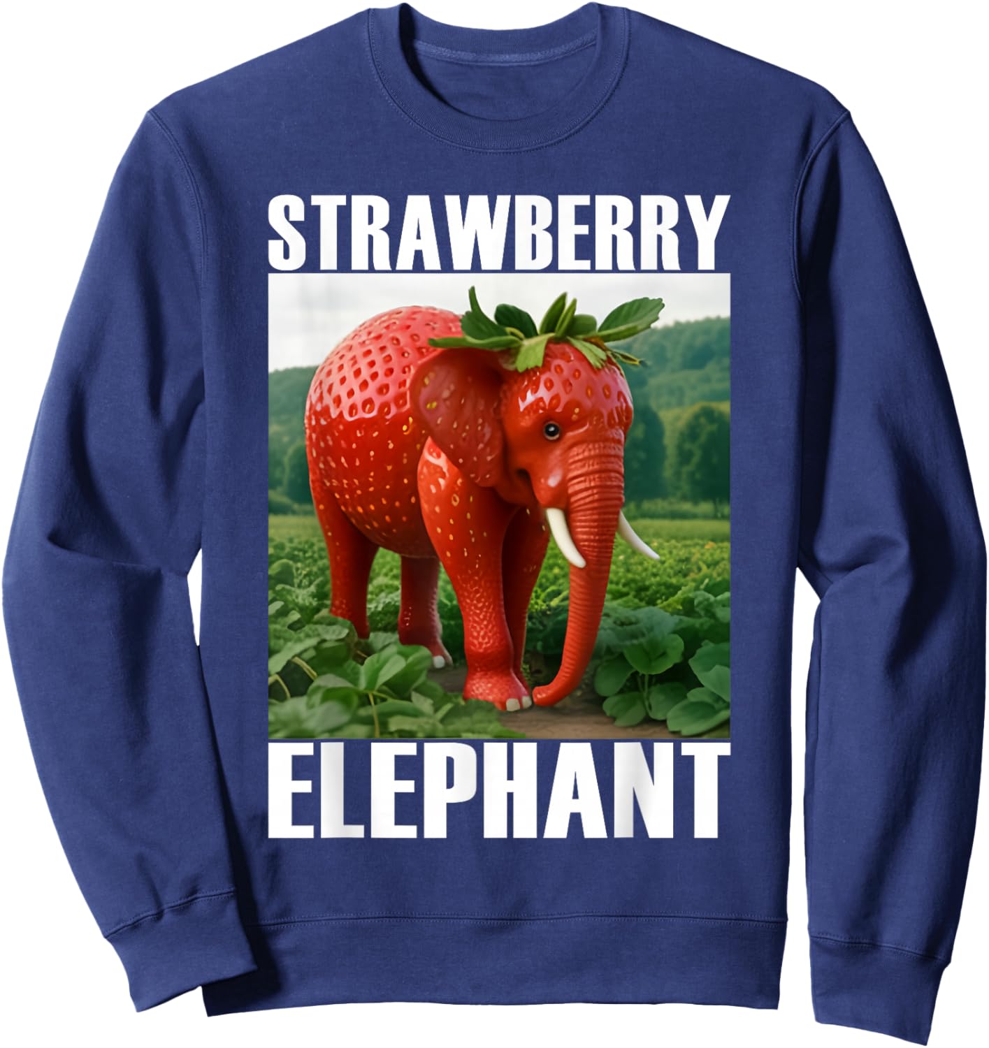 Strawberry Elephant Italian Brainrot Meme Shirt for Kids Sweatshirt - Sweatshirt | Navy