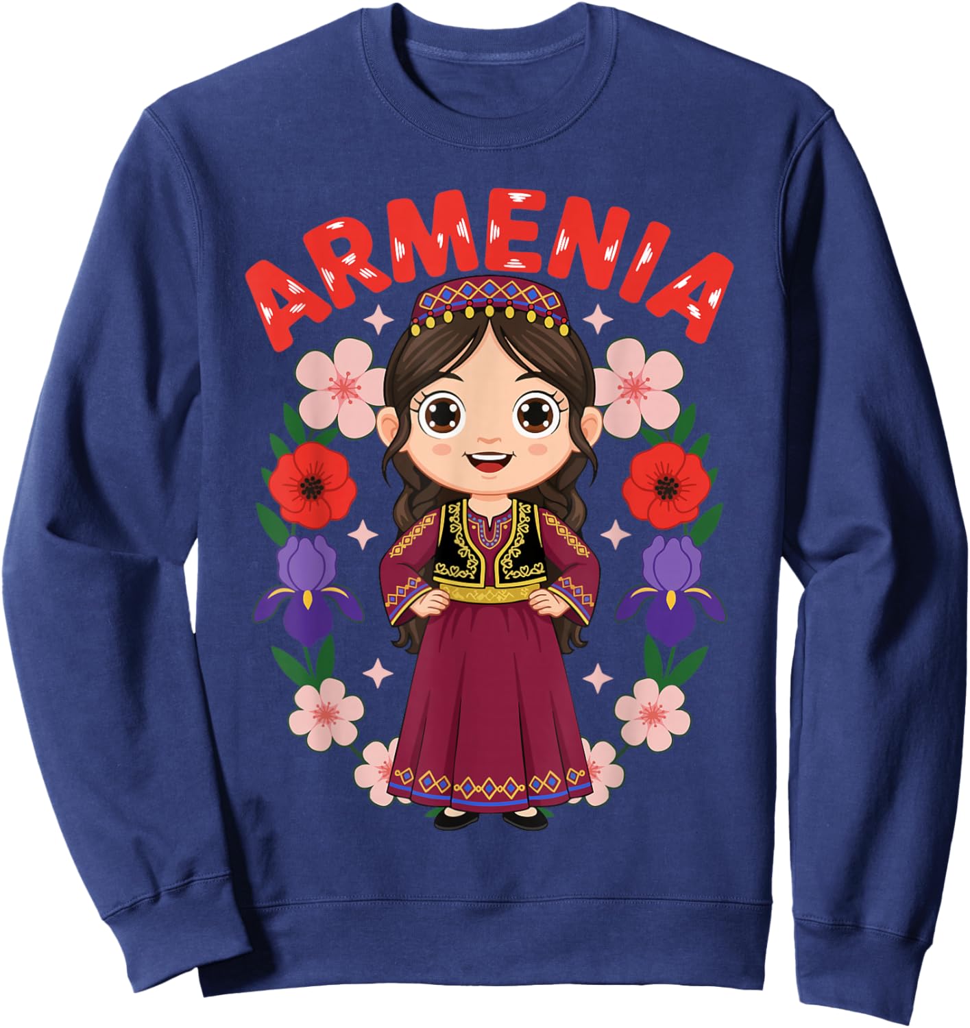 Armenia Armenian Girl Traditional Dress Flowers Heritage Sweatshirt - Sweatshirt | Navy