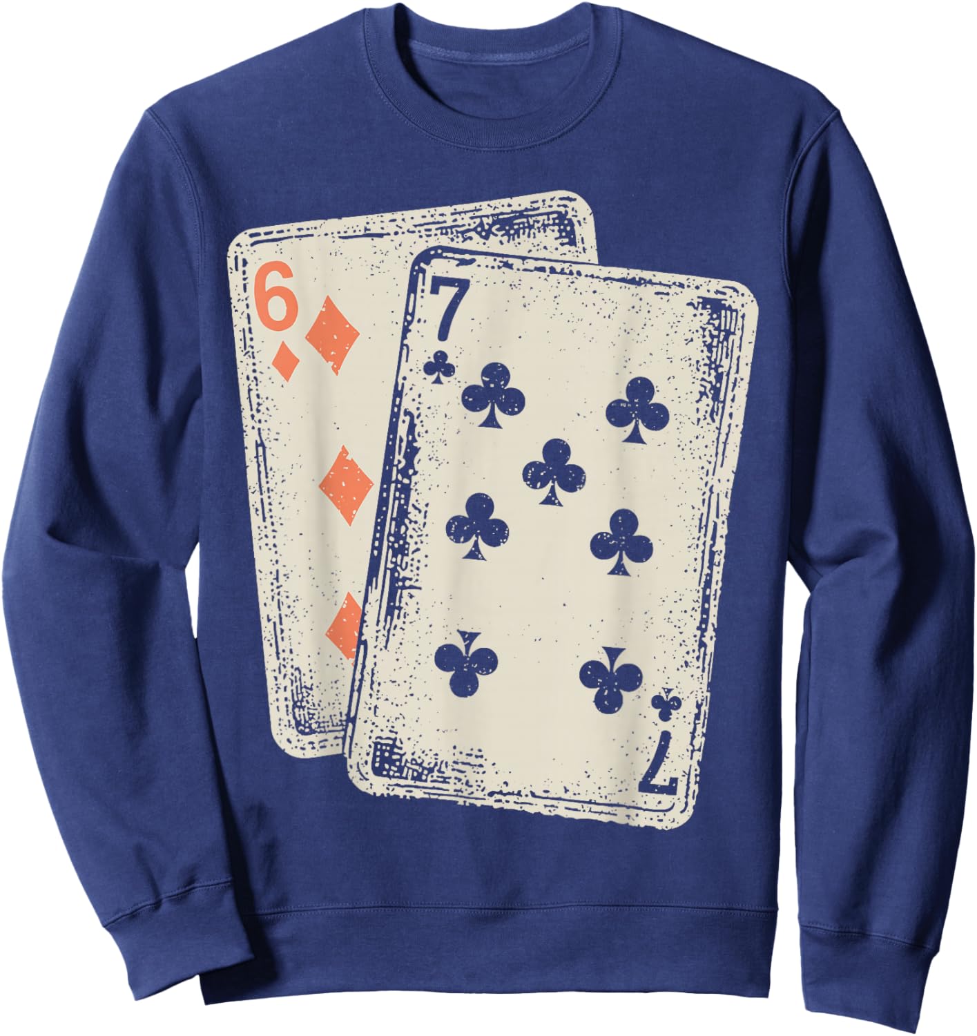 Vintage 67 Meme Six Seven 6–7 Funny 67 Playing Cards Sweatshirt - Sweatshirt | Navy
