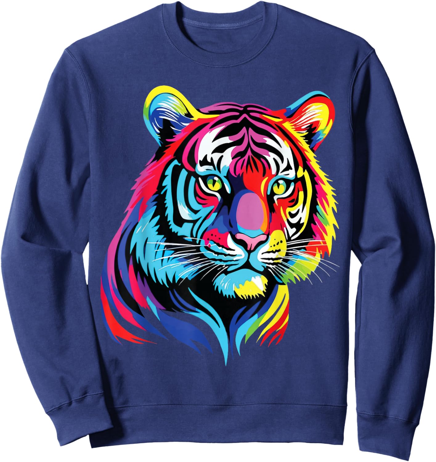 Colorful Tiger Portrait Painting Safari Zoo Wildlife Ranger Sweatshirt - Sweatshirt | Navy