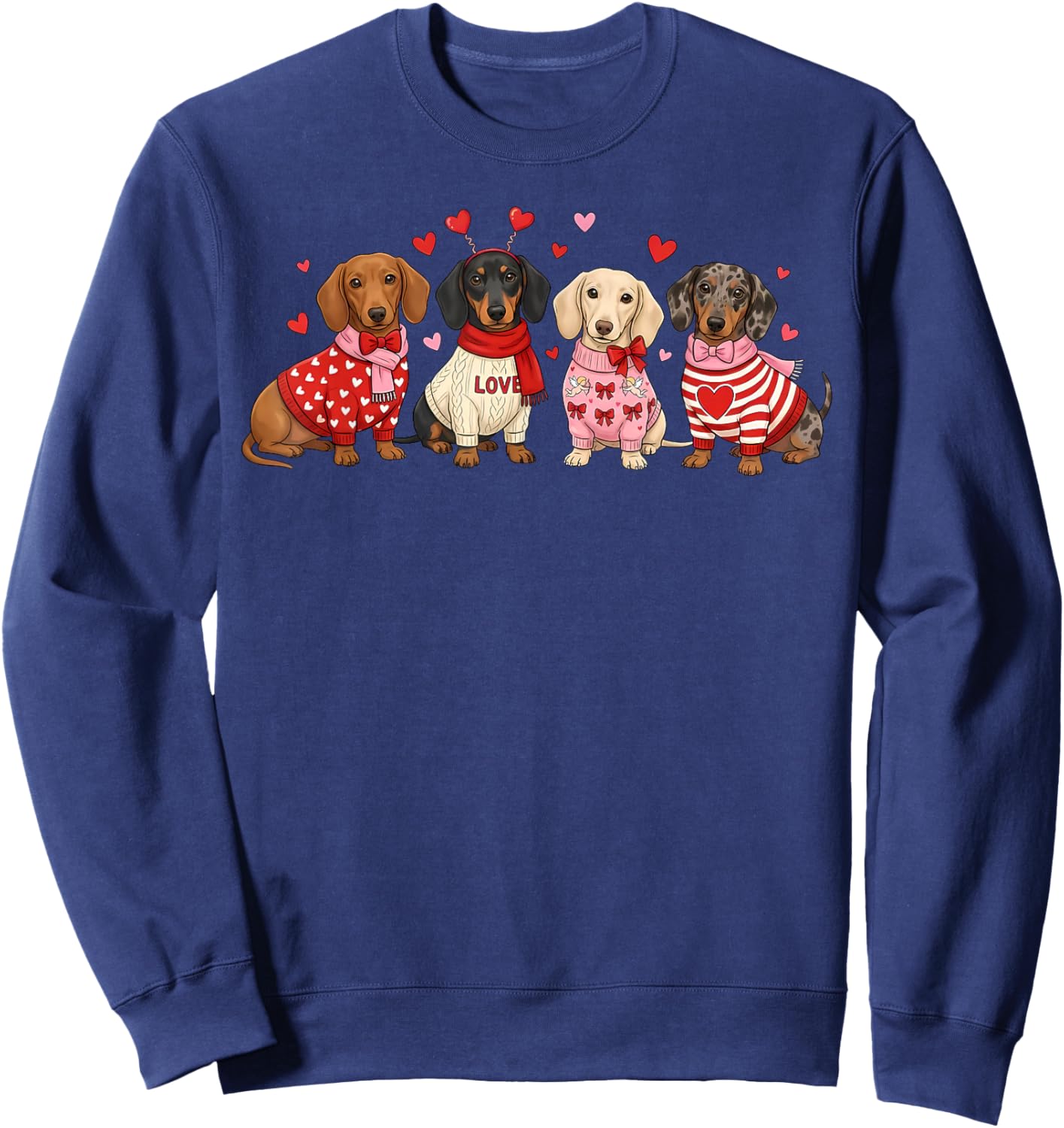 Dachshund Valentine Dachshund Valentine’s Day Sausage Dog Sweatshirt - Sweatshirt | Navy