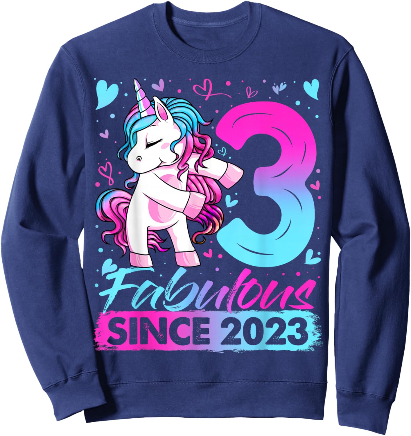 3rd Birthday Shirt Girl 3 Year Old Gifts 3 Birthday Girl Sweatshirt - Sweatshirt | Navy