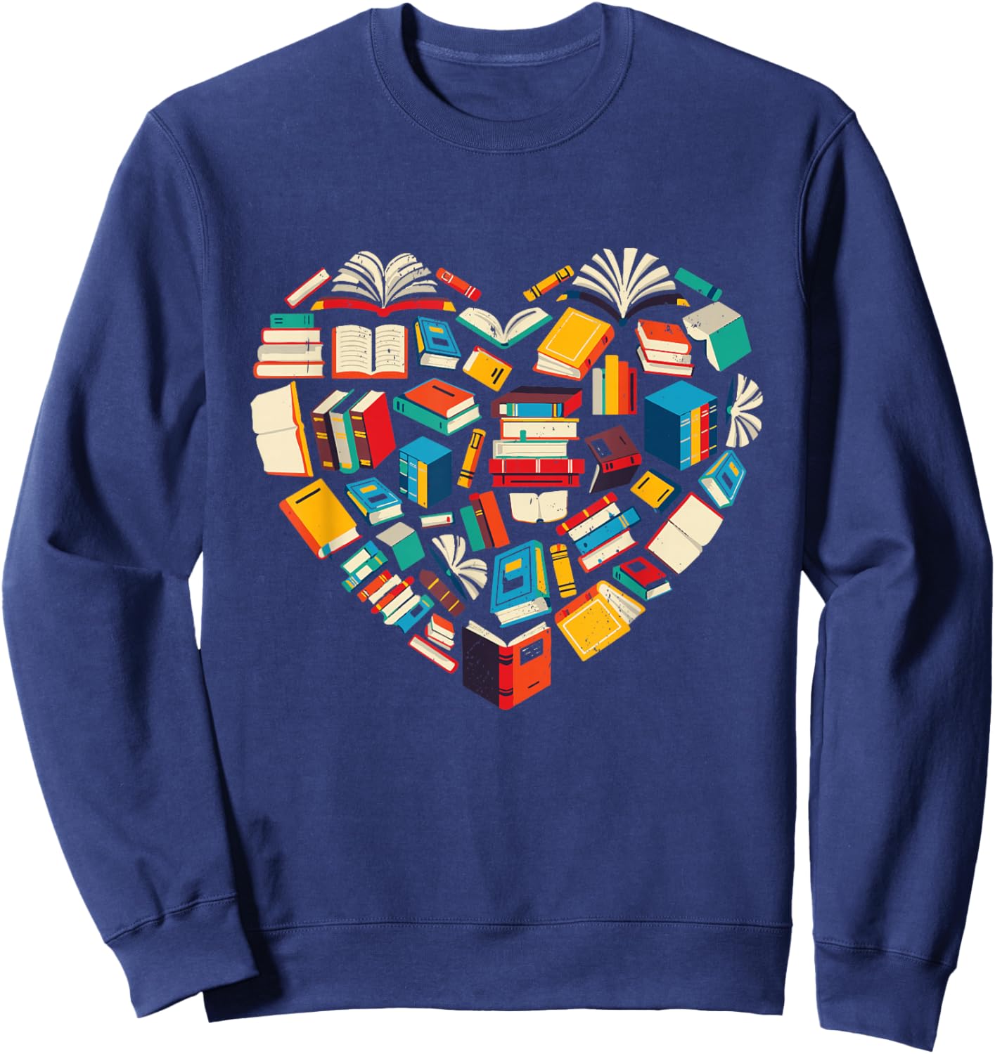 Book Lover Heart Reading Library Design Sweatshirt - Sweatshirt | Navy