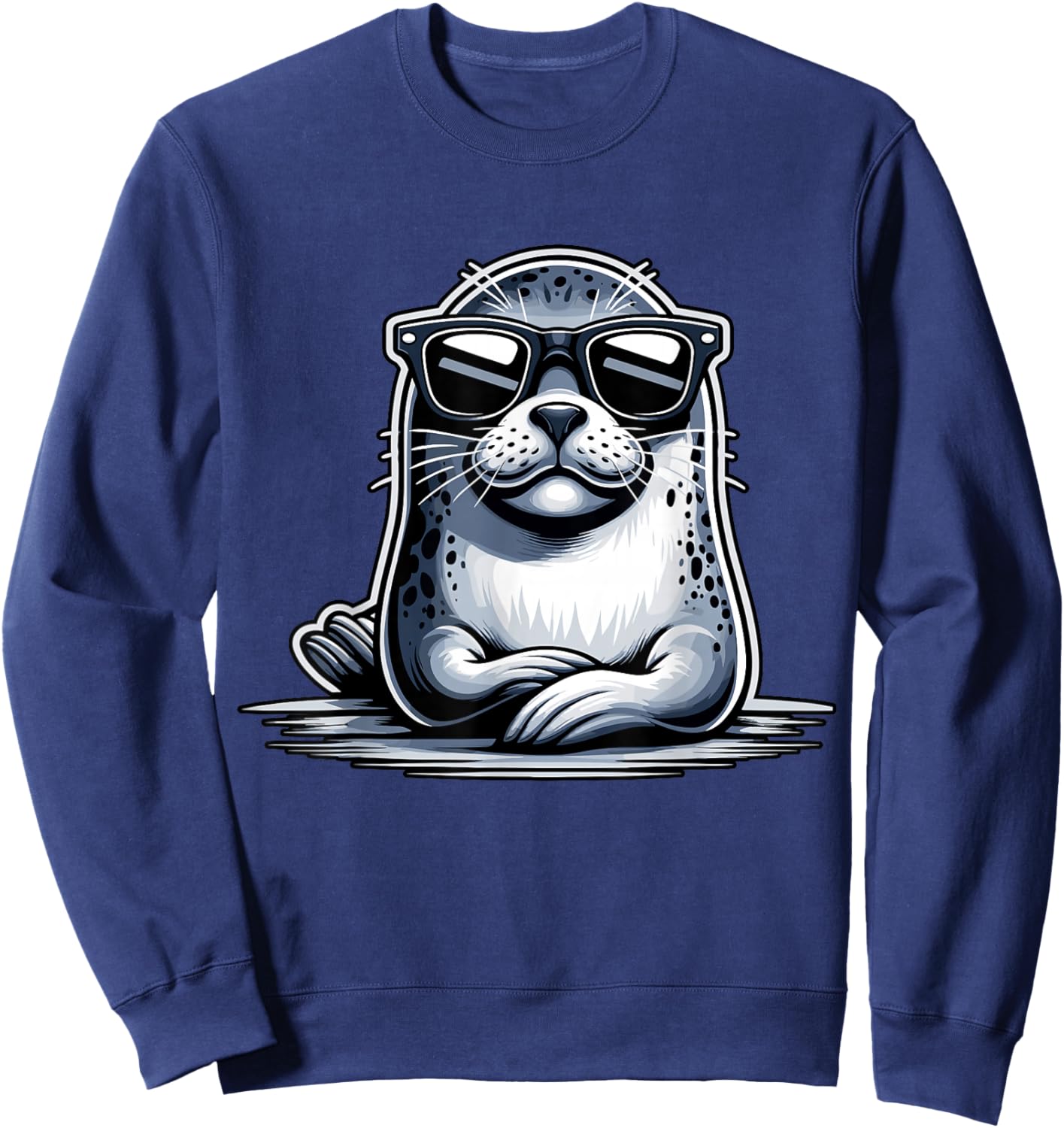 Seal with Sunglasses Sea Lion Sweatshirt - Sweatshirt | Navy