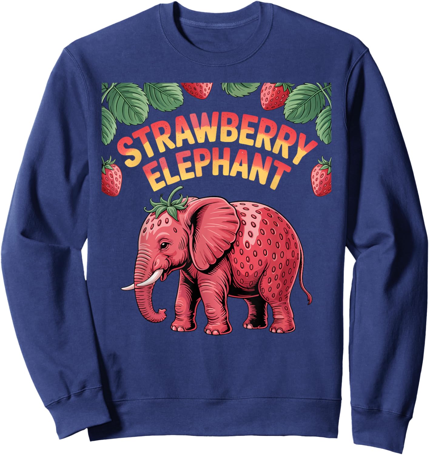 Strawberry Elephant Cute Meme Kids Italian Brainrot Girl Boy Sweatshirt - Sweatshirt | Navy