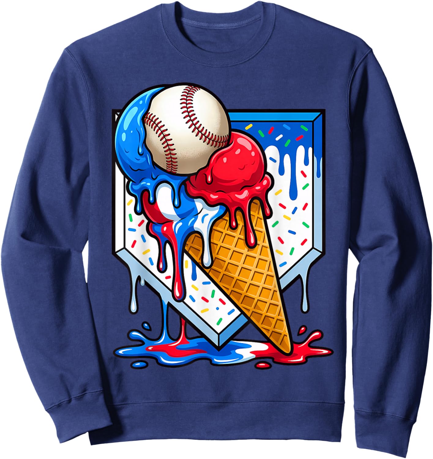 Funny Drip Baseball Sport Boys Kids Sweatshirt - Sweatshirt | Navy
