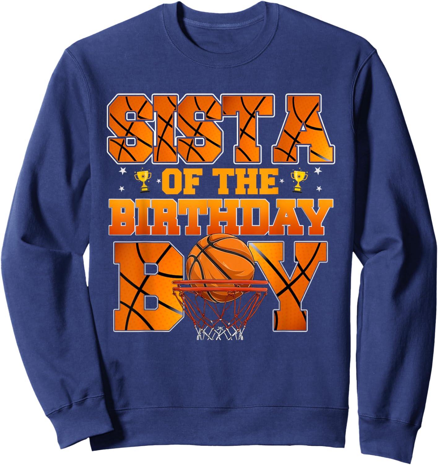 Basketball Sista of The Birthday Boy Family Matching Sweatshirt - Sweatshirt | Navy