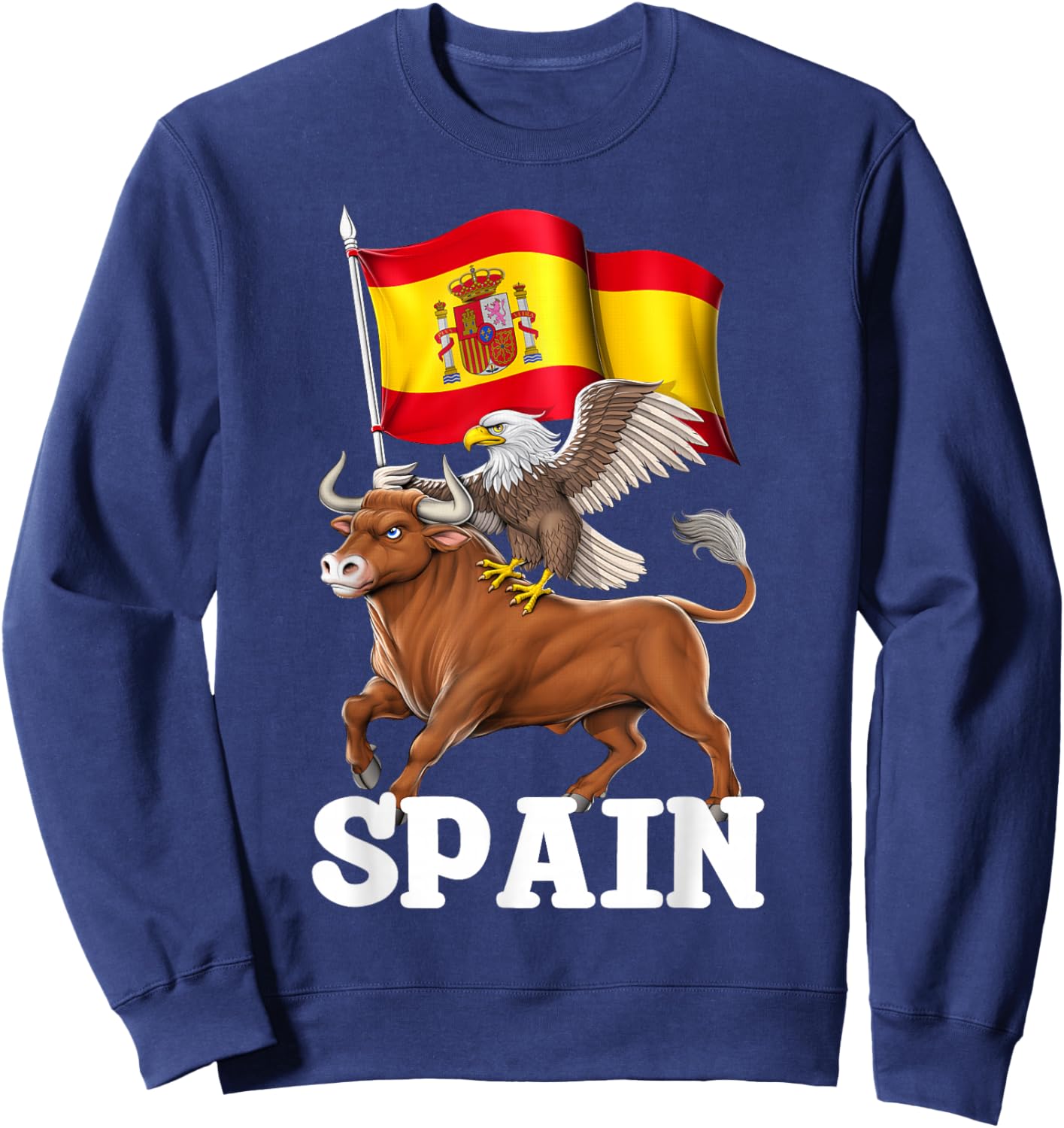 Spain Flag Spanish Bull Spanish Heritage Spanish Roots Sweatshirt - Sweatshirt | Navy