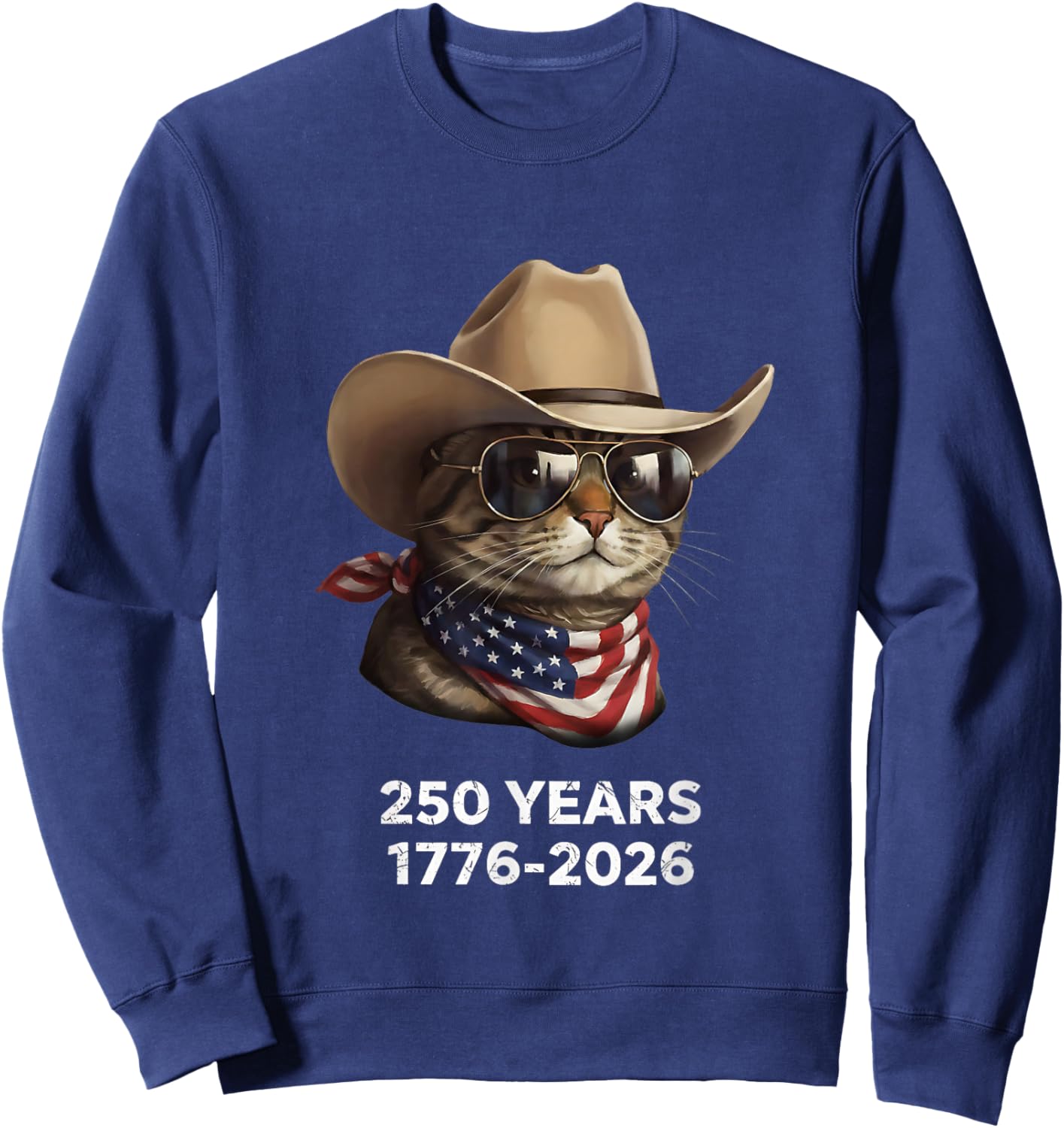 Cat Flag 250 Years 1776-2026 250th Birthday Sweatshirt - Sweatshirt | Navy