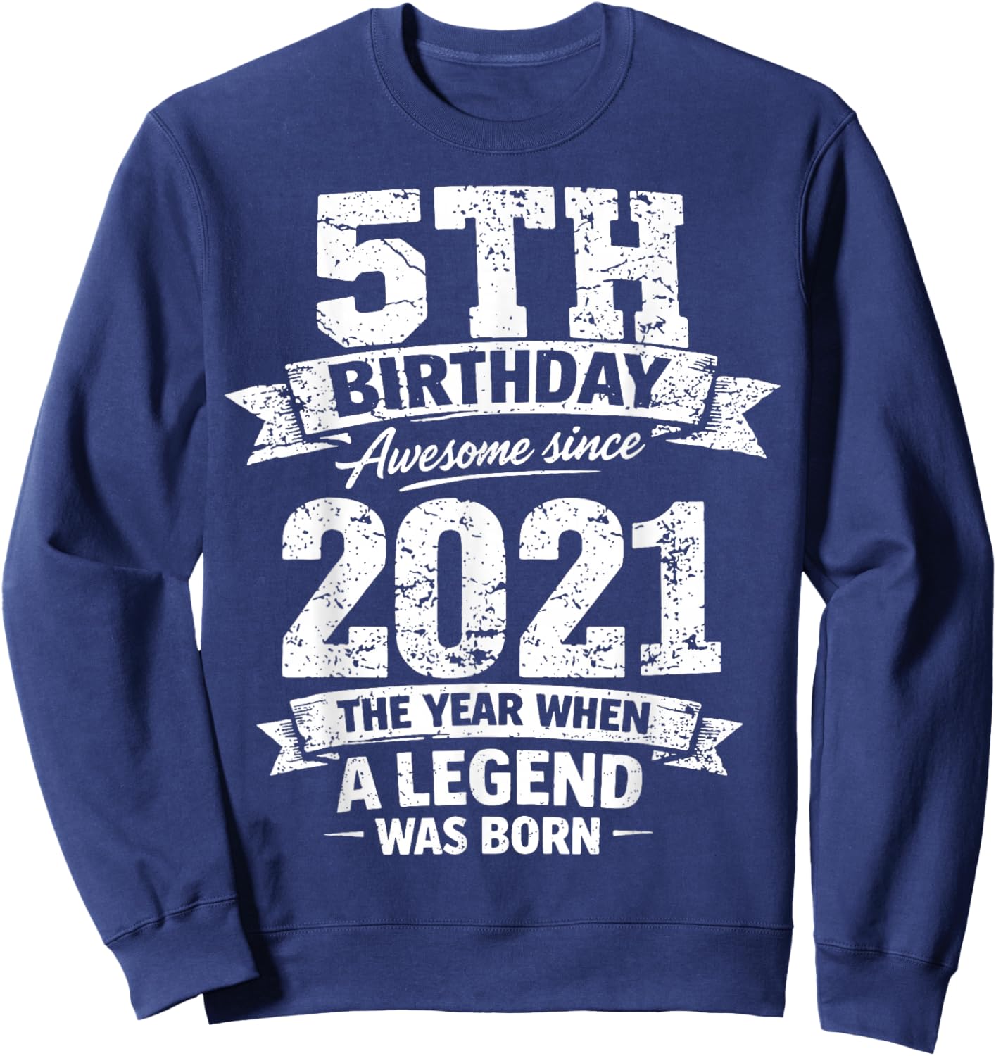 5 Year Old Vintage Awesome Since 2021 5th Birthday Sweatshirt - Sweatshirt | Navy