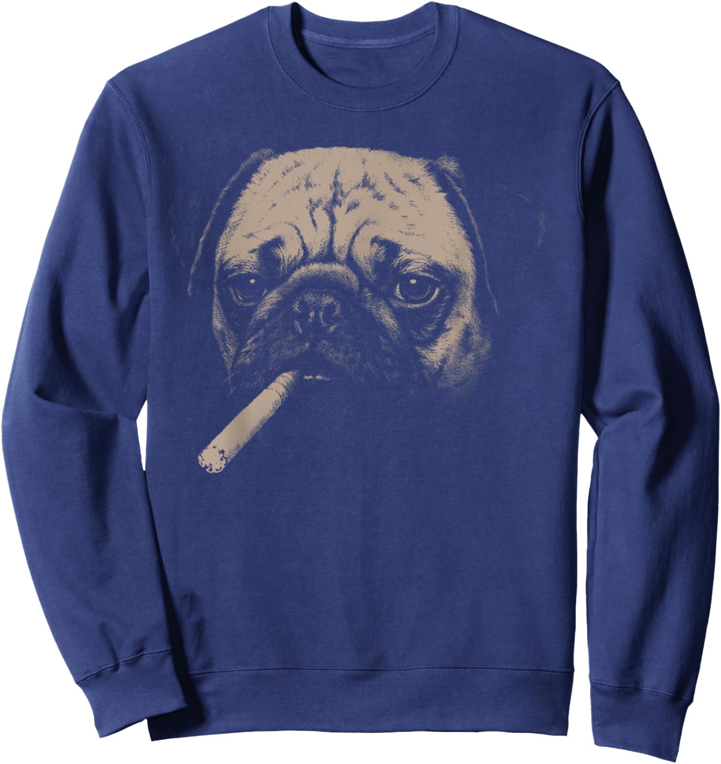 Dog Smoking Funny Pug Smoking Dog Meme Sweatshirt - Sweatshirt | Navy