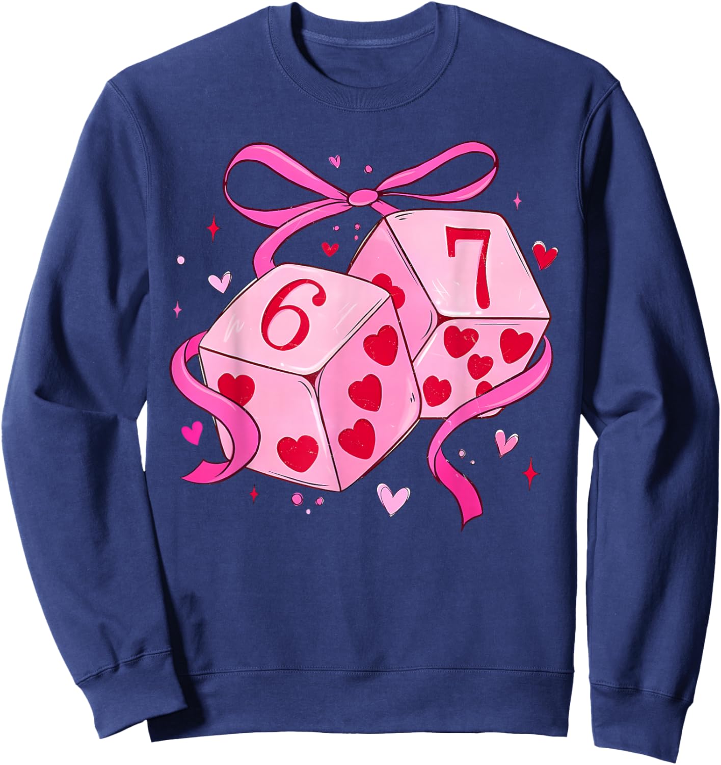 Preppy Six Seven Valentine Funny Coquette Valentine Sweatshirt - Sweatshirt | Navy