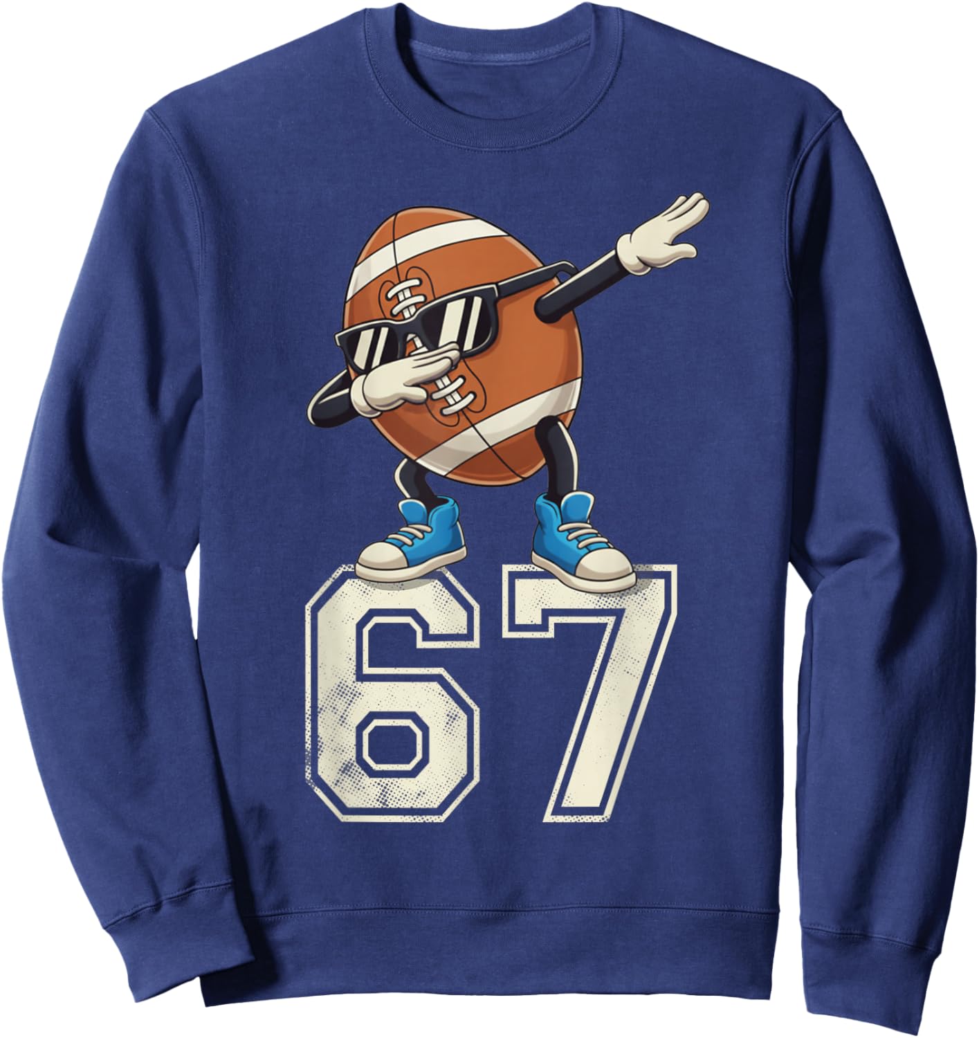 Boys Kids 67 Six Seven Sunglasses Dabbing Football Lover Sweatshirt - Sweatshirt | Navy