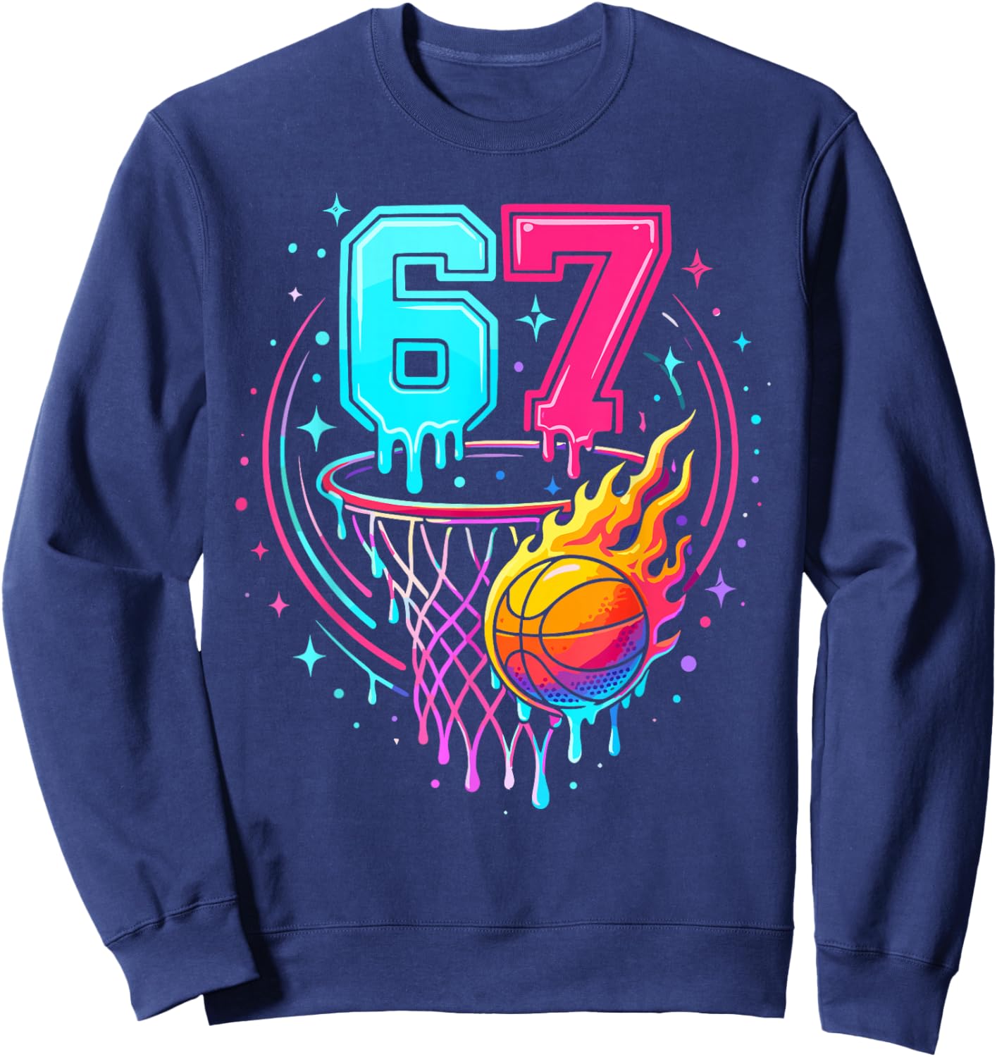 67 Basketball Ice Cream Drip Six Seven Bball Sweatshirt - Sweatshirt | Navy