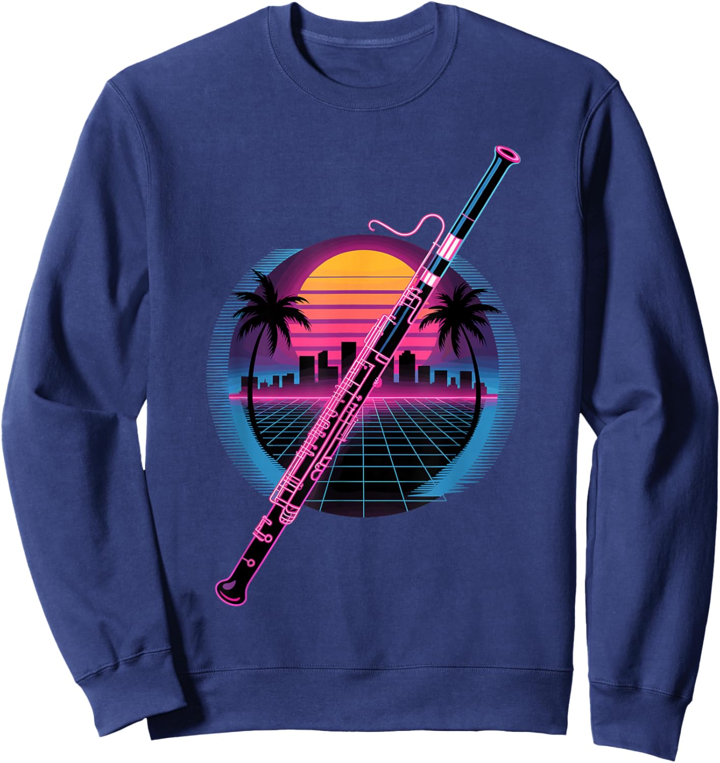 Retro Synthwave Bassoon Bassoonist Sweatshirt - Sweatshirt | Navy