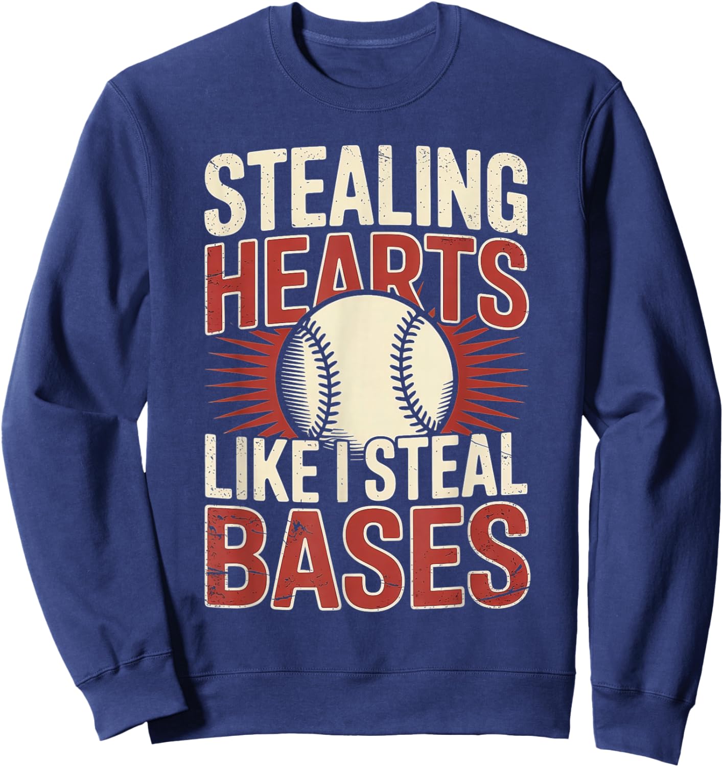 Stealing Hearts Like I Steal Bases Baseball Valentine Retro Sweatshirt - Sweatshirt | Navy