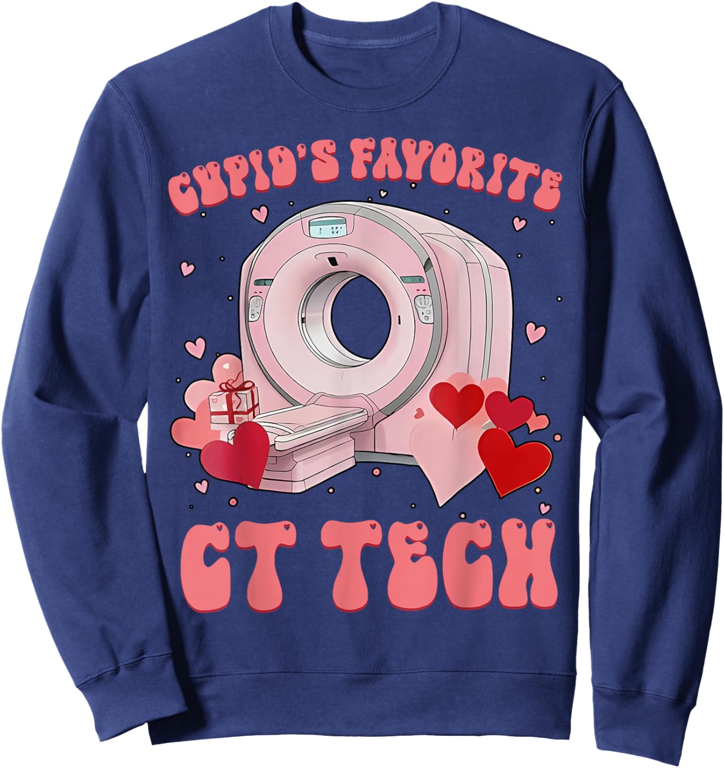 Cupid's Favorite CT Tech Radiology Valentines Day Xray Tech Sweatshirt - Sweatshirt | Navy