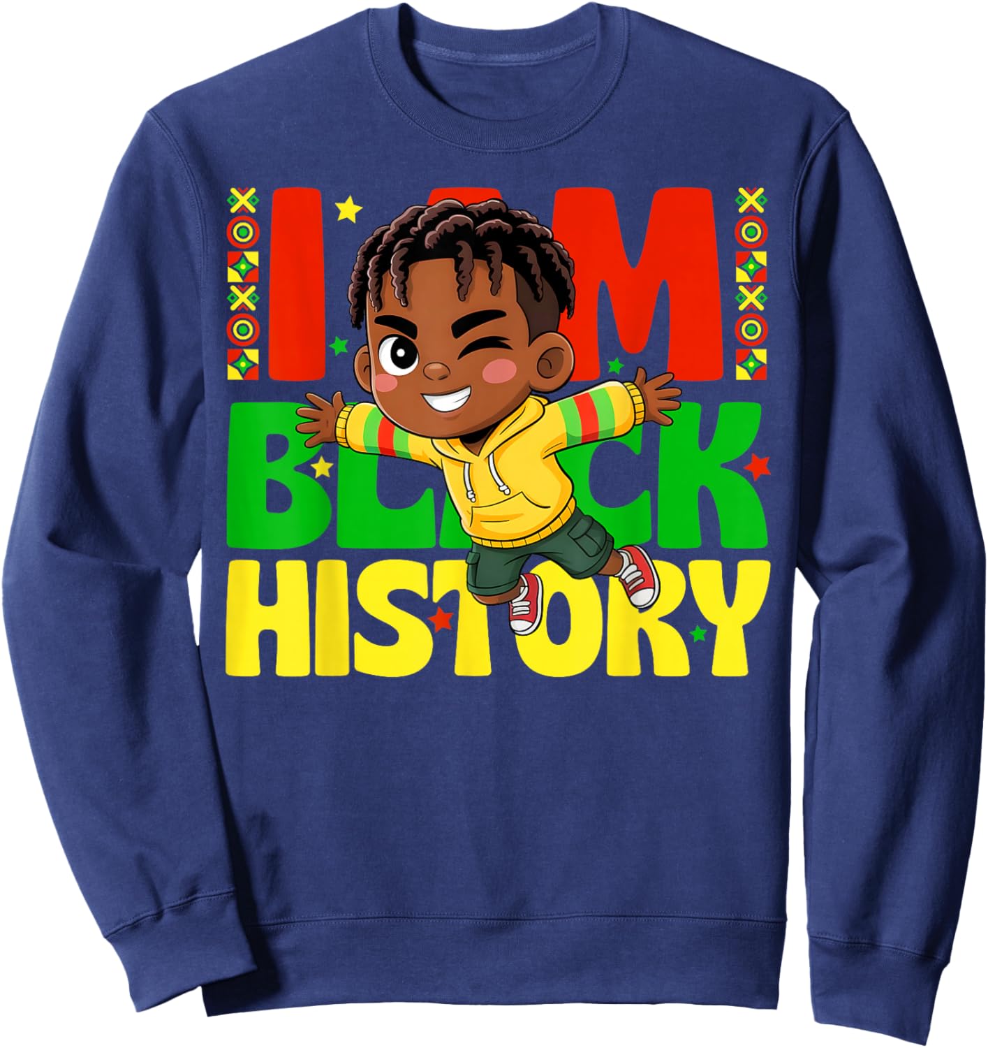 I Am Black History Afro Boy Kids Black History Month Sweatshirt - Sweatshirt | Navy