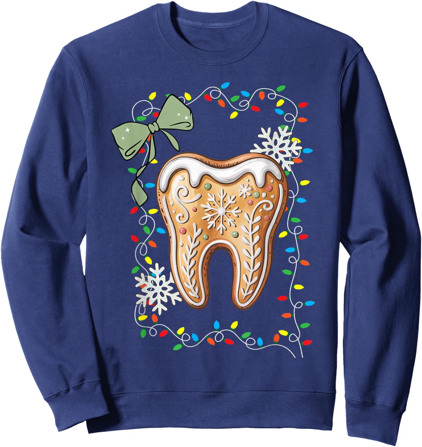 Christmas Dental Hygienist Teeth Gingerbread Dentist Squad Sweatshirt - Sweatshirt | Navy