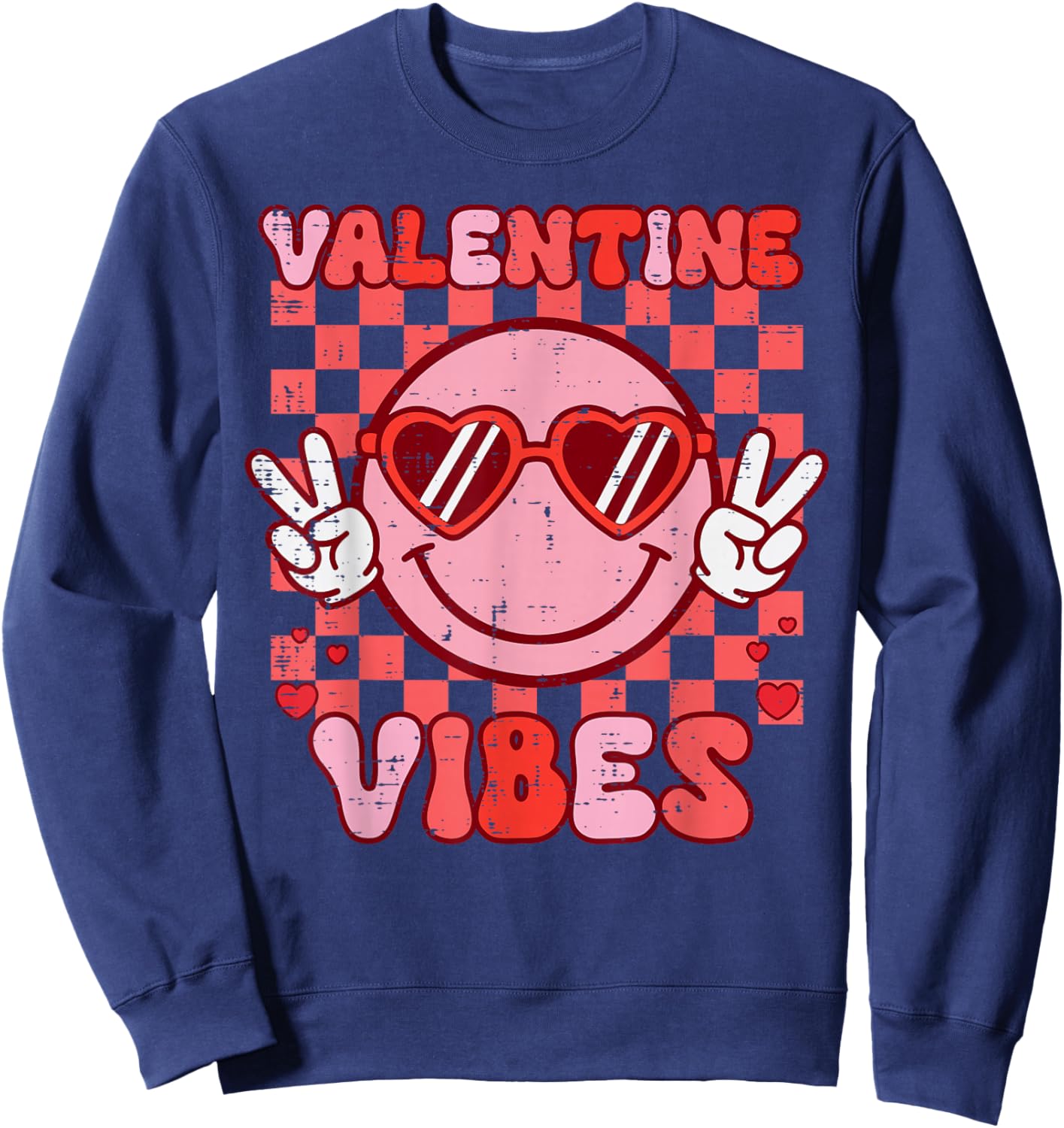 Valentine Vibes Peace Vintage Valentine Women Men Kids Sweatshirt - Sweatshirt | Navy