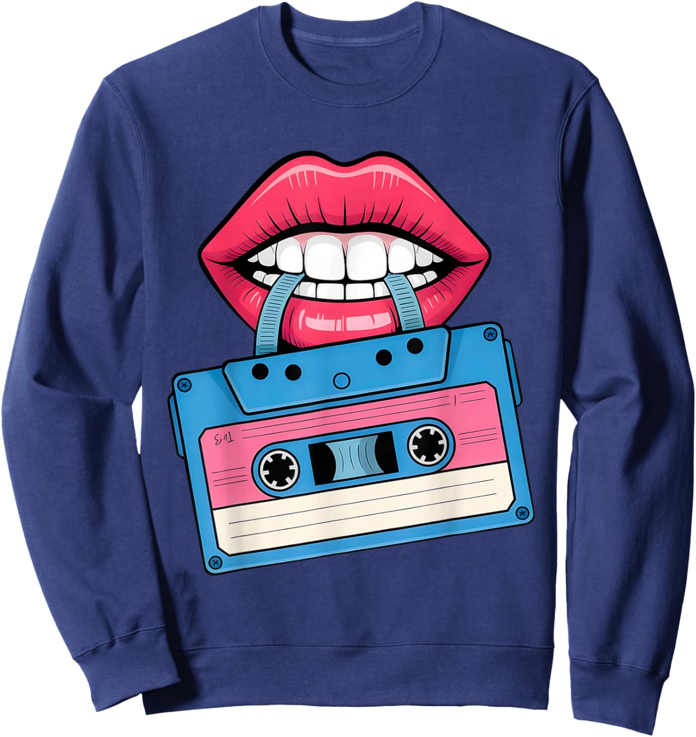 Retro 80s and 90s Cassette Design Perfect for Nostalgia Sweatshirt - Sweatshirt | Navy