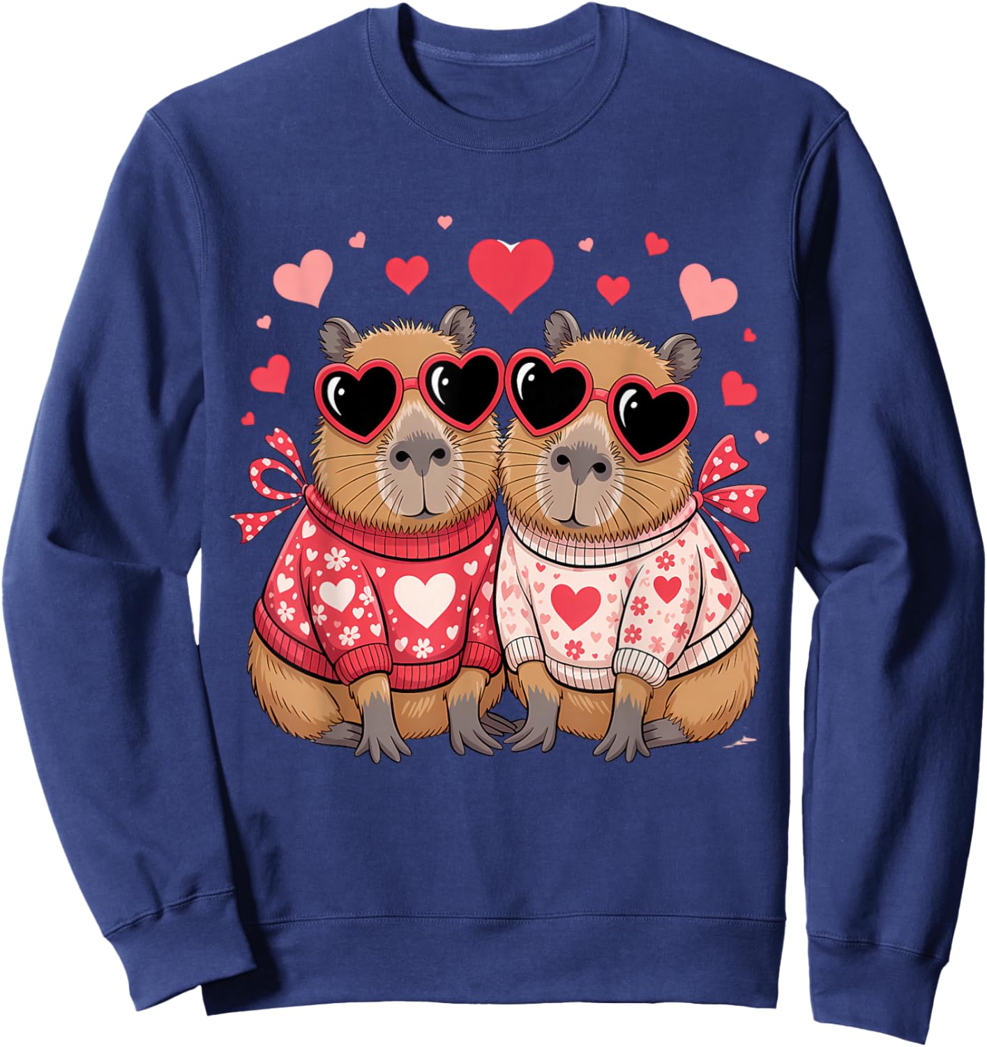 Valentines Day Cute Valentine Capybara Sweatshirt - Sweatshirt | Navy