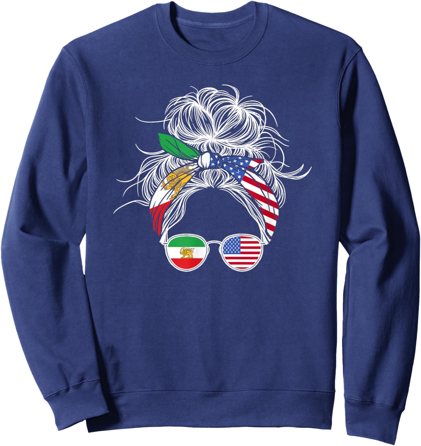 Persian American Flag USA Persia Heritage Sweatshirt - Sweatshirt | Navy