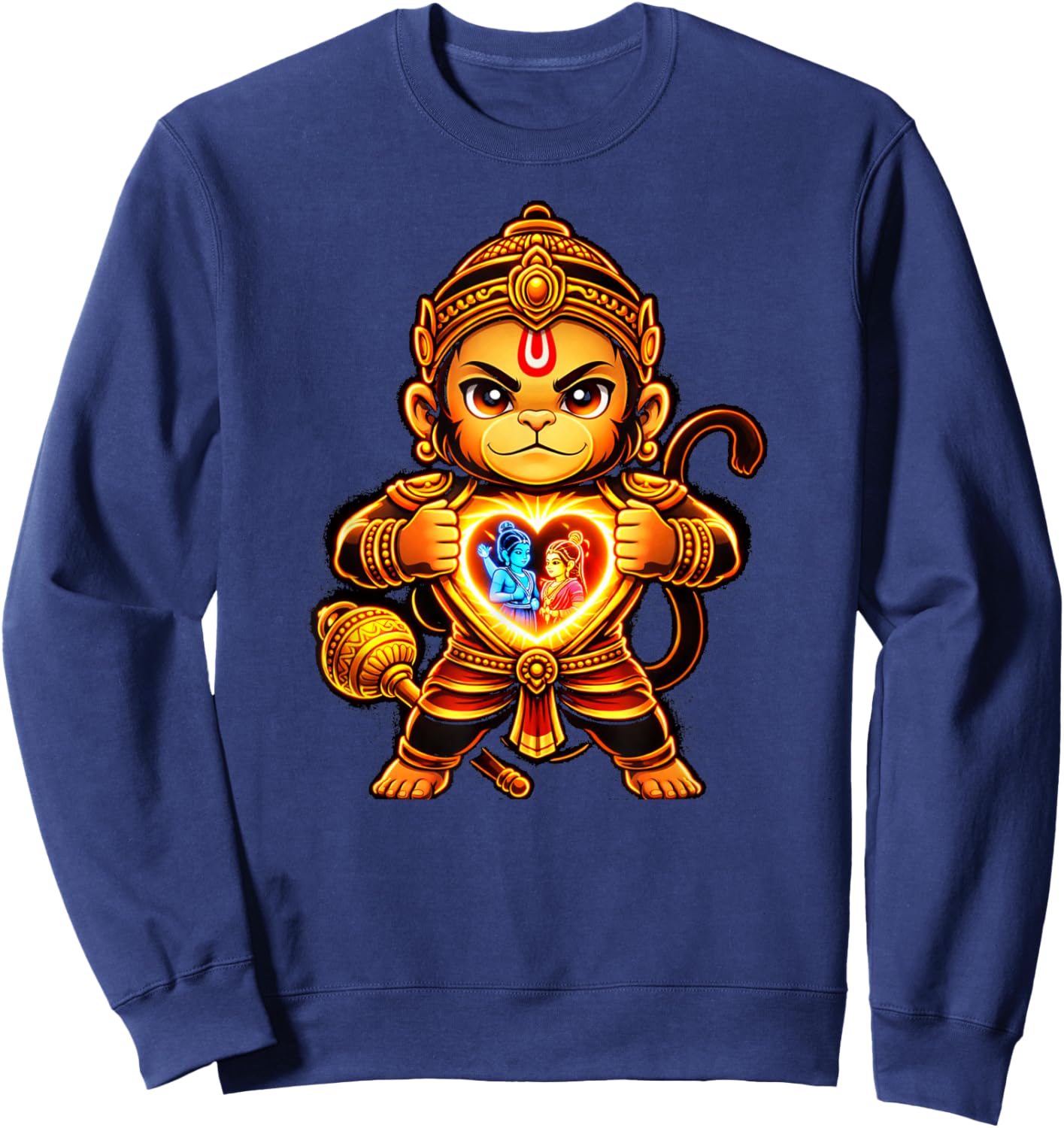 Hanumanji Hanuman Hindu Monkey God Lover Devotee Sweatshirt - Sweatshirt | Navy