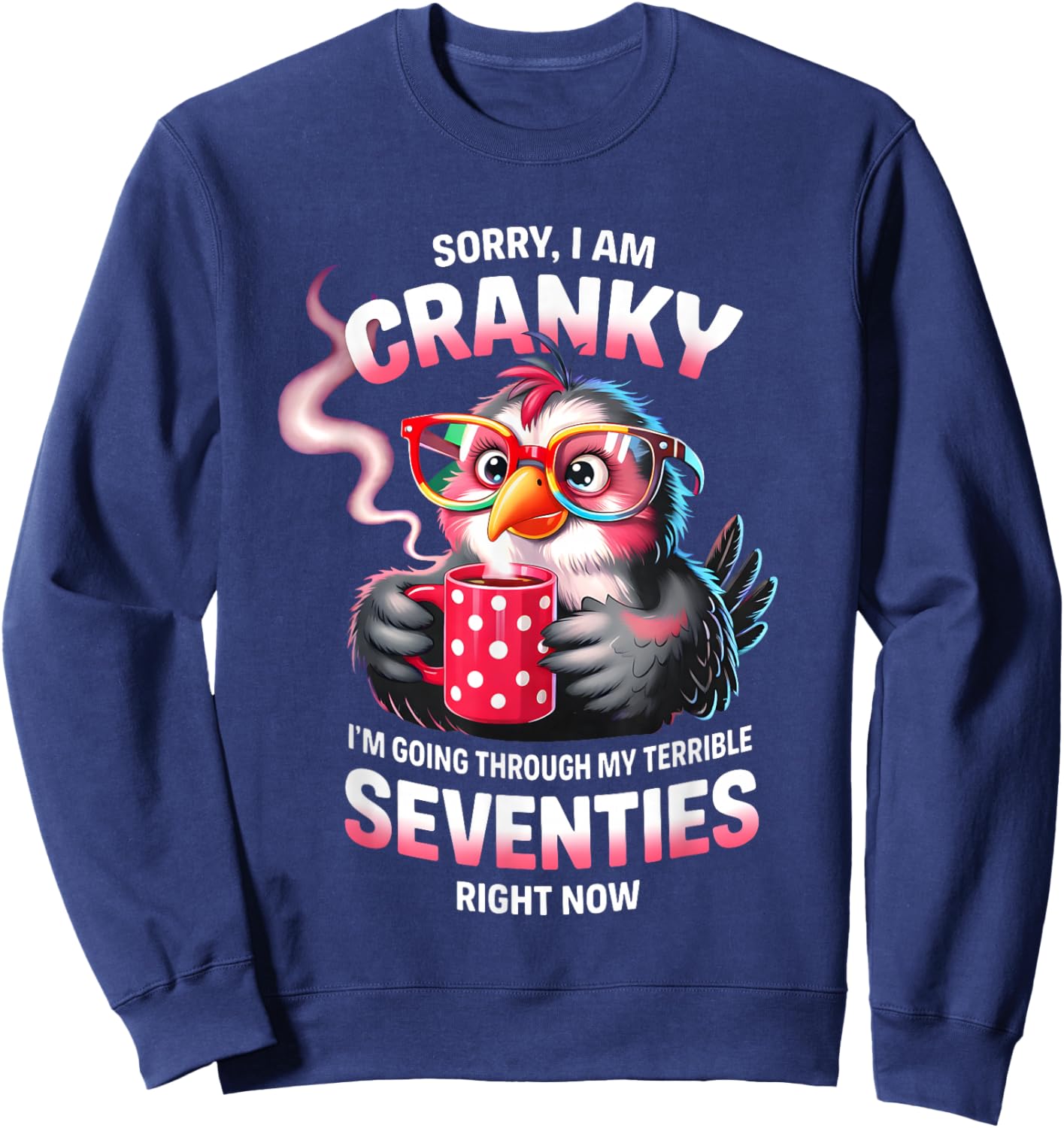 Owl Sorry I Am Cranky I'm Going Through My Terrible Seventie Sweatshirt - Sweatshirt | Navy