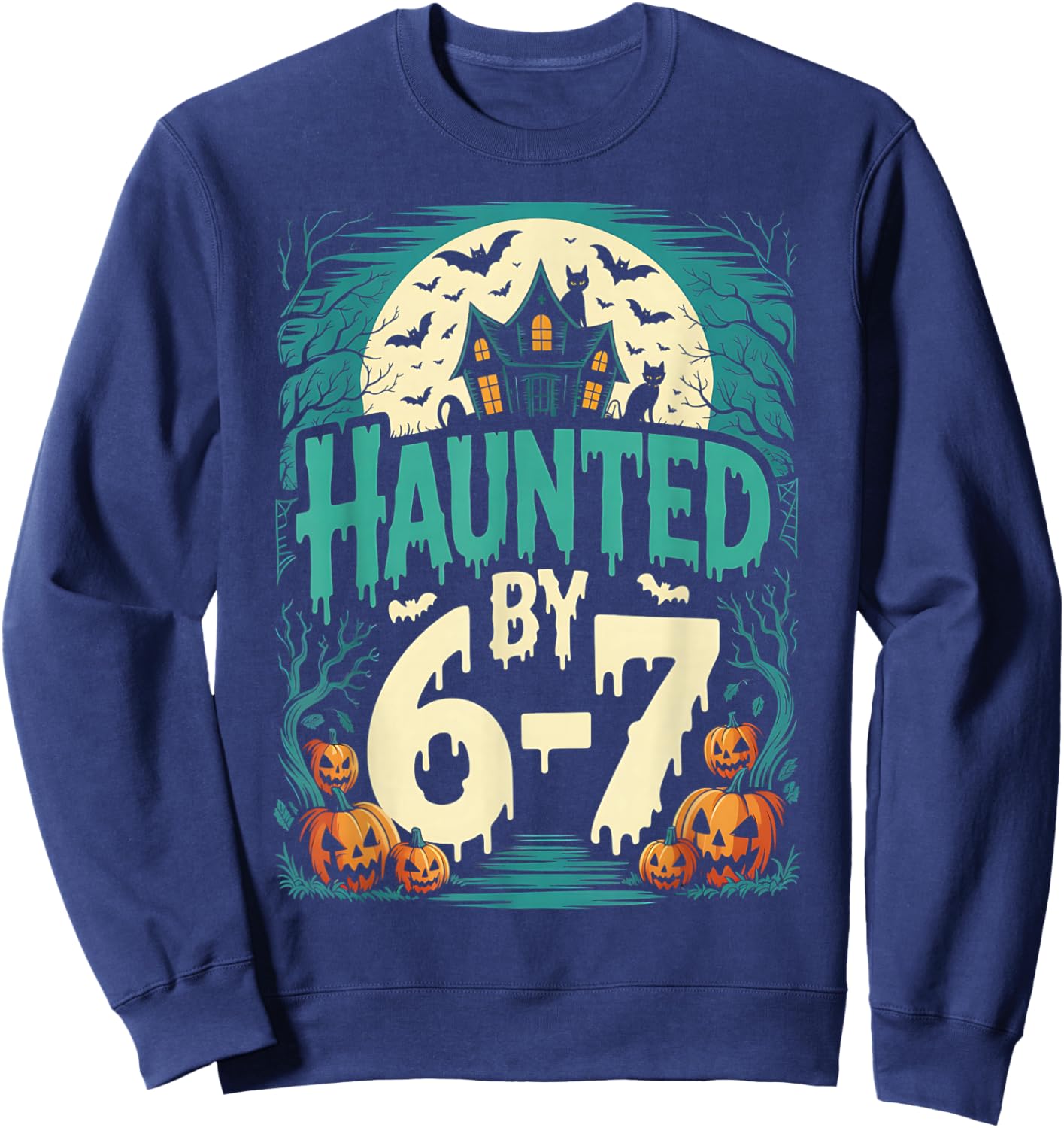 Retro Haunted by 6 7 Sweatshirt - Sweatshirt | Navy
