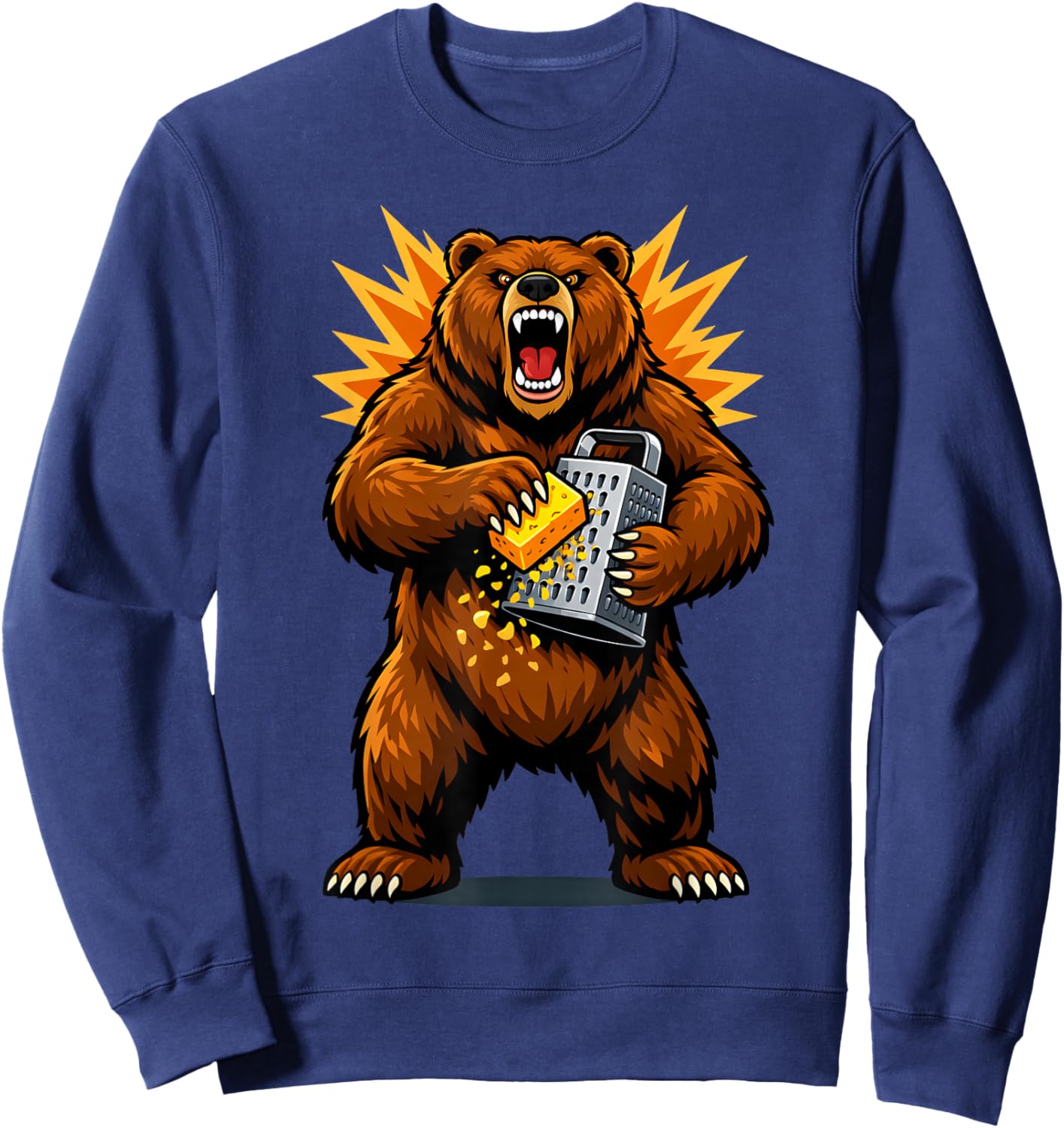 Angry Bear Grating Cheese Grater Hater Sweatshirt - Sweatshirt | Navy