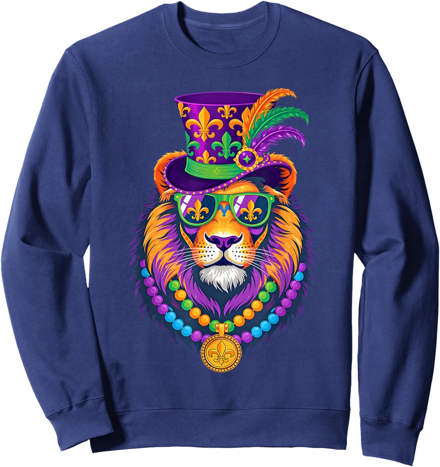 Lion Costume Mardi Gras Costume Men Women Mardi Gras Sweatshirt - Sweatshirt | Navy