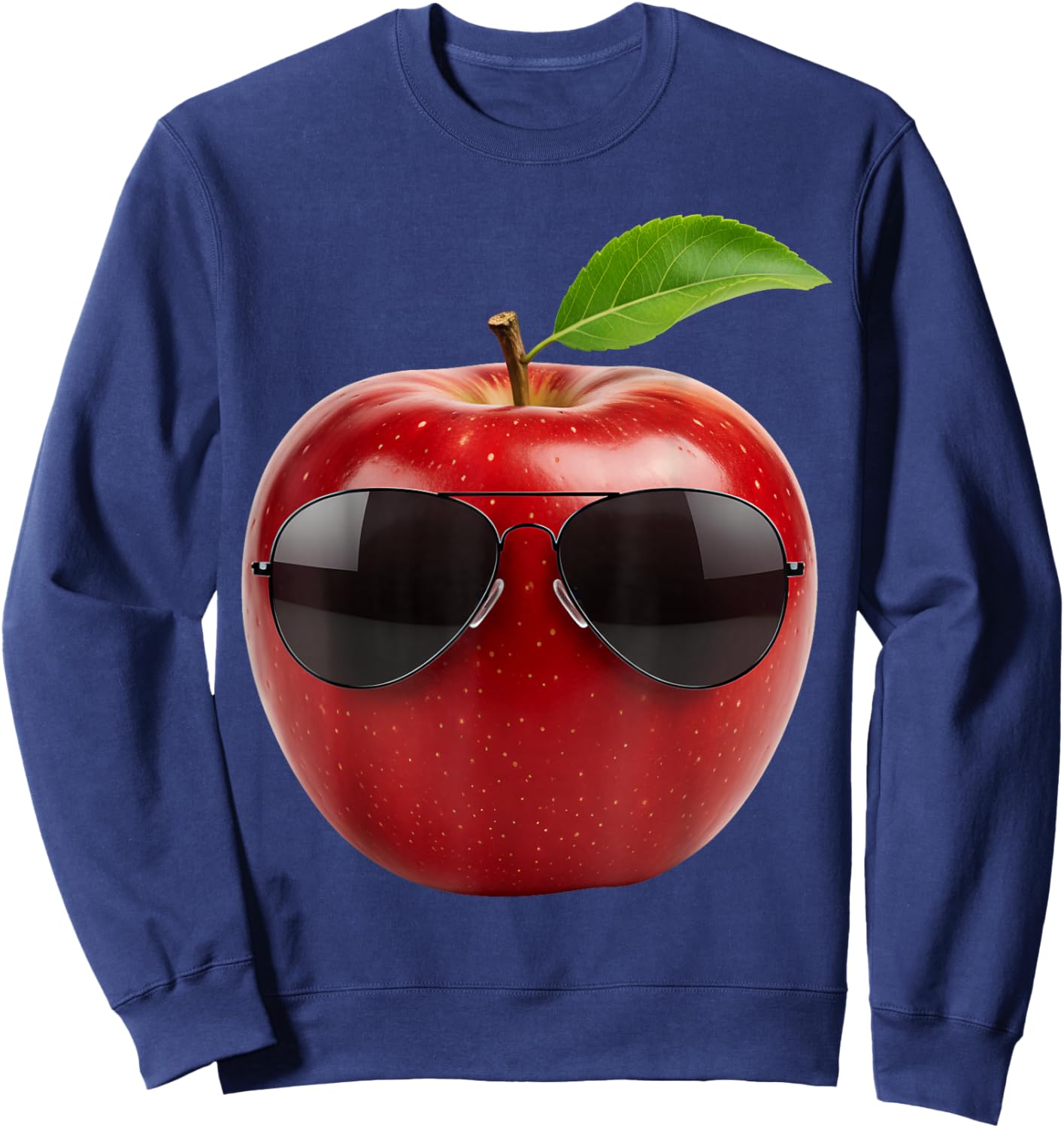 Apple Wearing Sunglasses Funny Fruit Lover Costume Sweatshirt - Sweatshirt | Navy