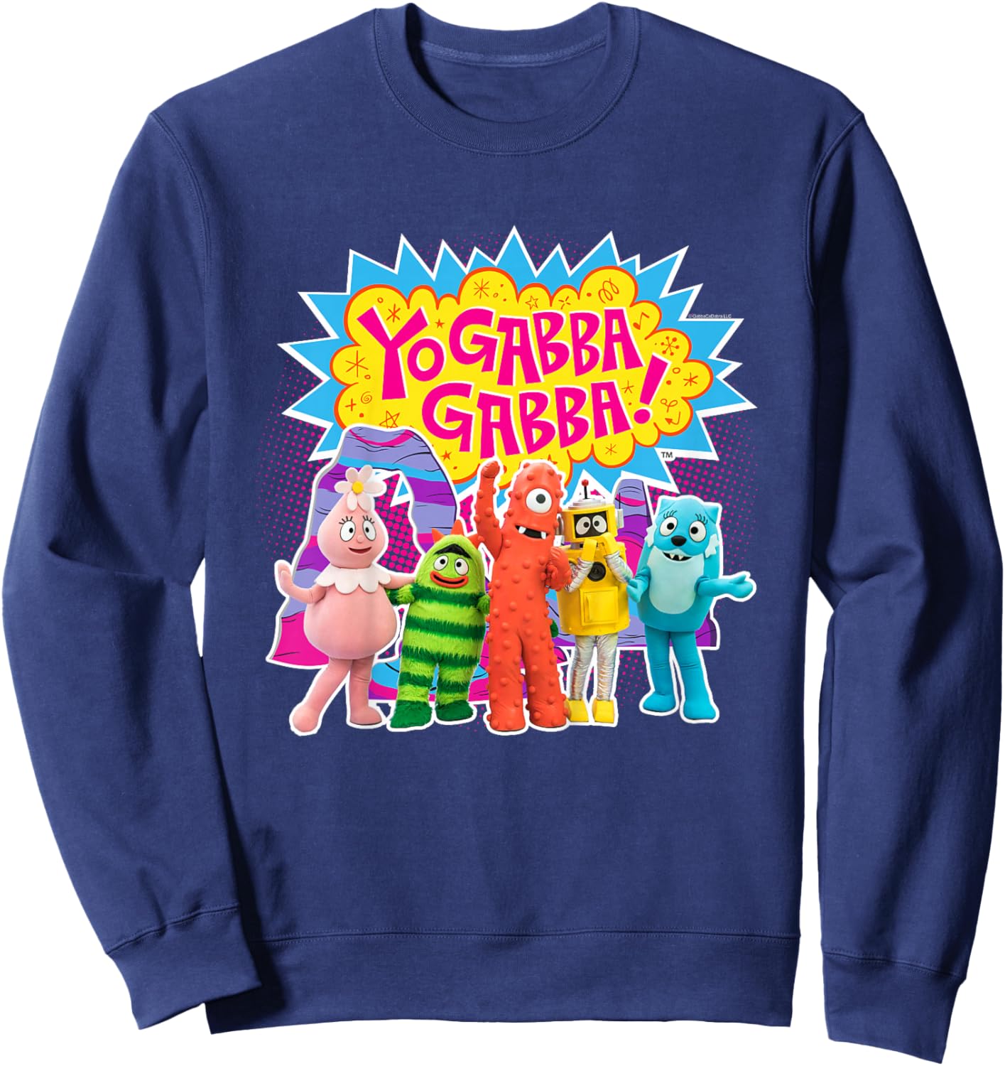 Kids Yo Gabba Gabba! Colorful Character Photo TV Show Sweatshirt - Sweatshirt | Navy