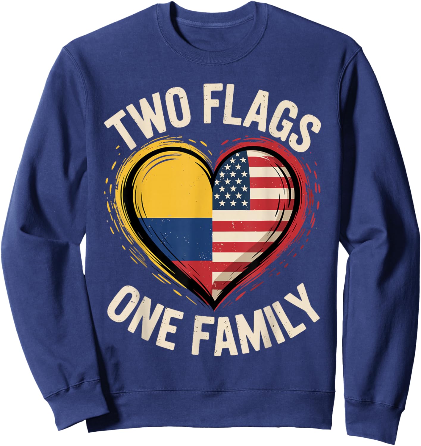 Two Flags One Family American Colombian USA Colombia America Sweatshirt - Sweatshirt | Navy