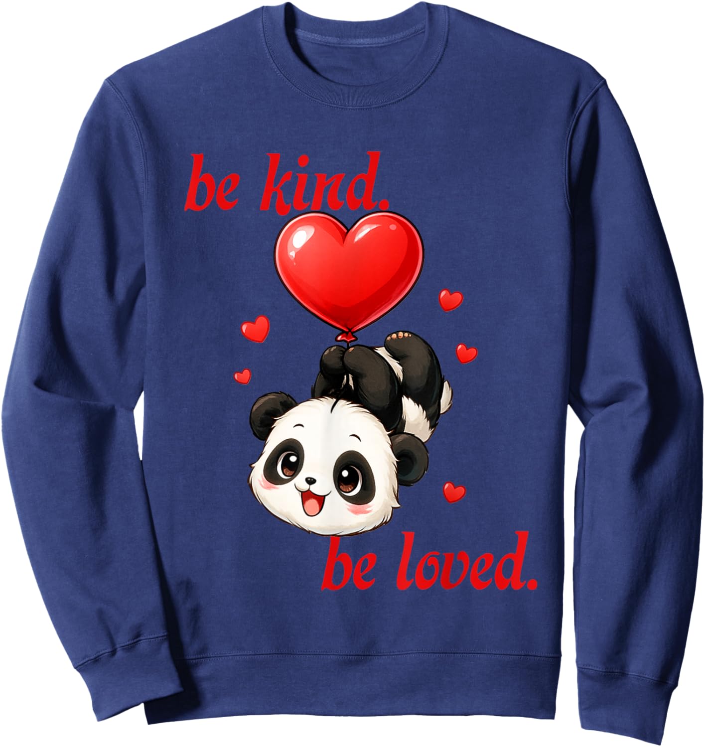 Cute Panda with Heart Balloon Valentine's Day for Lovers Sweatshirt - Sweatshirt | Navy
