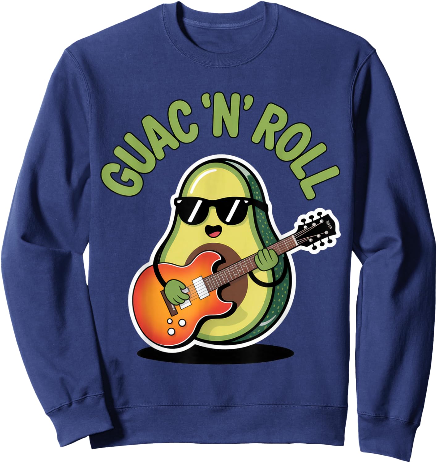 Guac 'N' Roll Avocado Enthusiast Fun Vibes Summer Party Sweatshirt - Sweatshirt | Navy