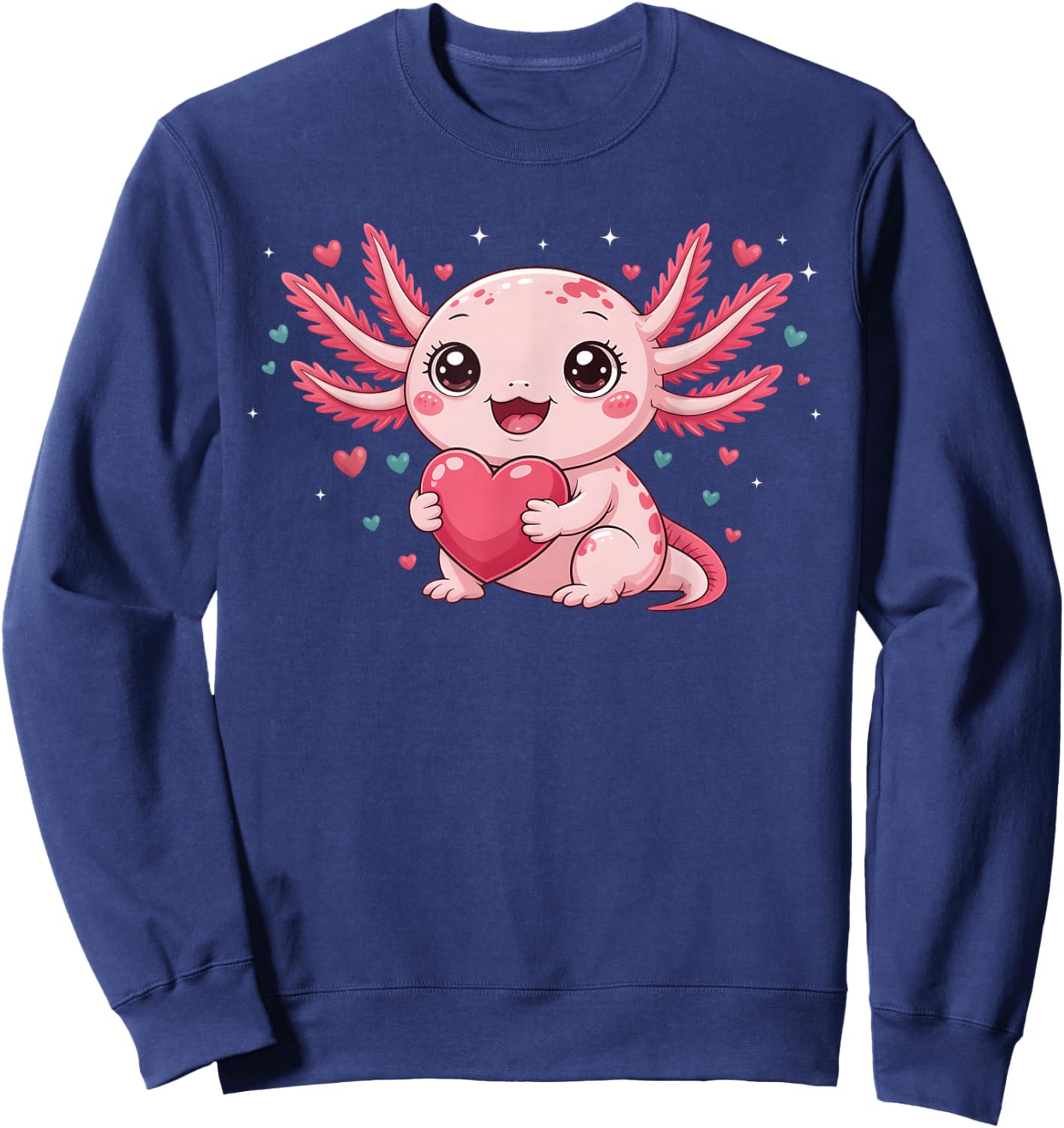 Valentine Cute Pink Axolotl Lovers Heart Girl Women Kid Sweatshirt - Sweatshirt | Navy