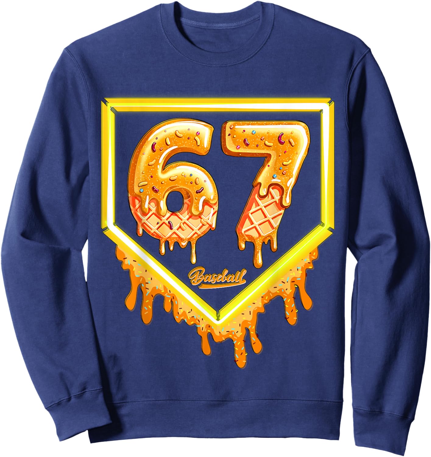 Funny Six Seven 67 Meme Gen Alpha Slang Baseball 101 Sweatshirt - Sweatshirt | Navy