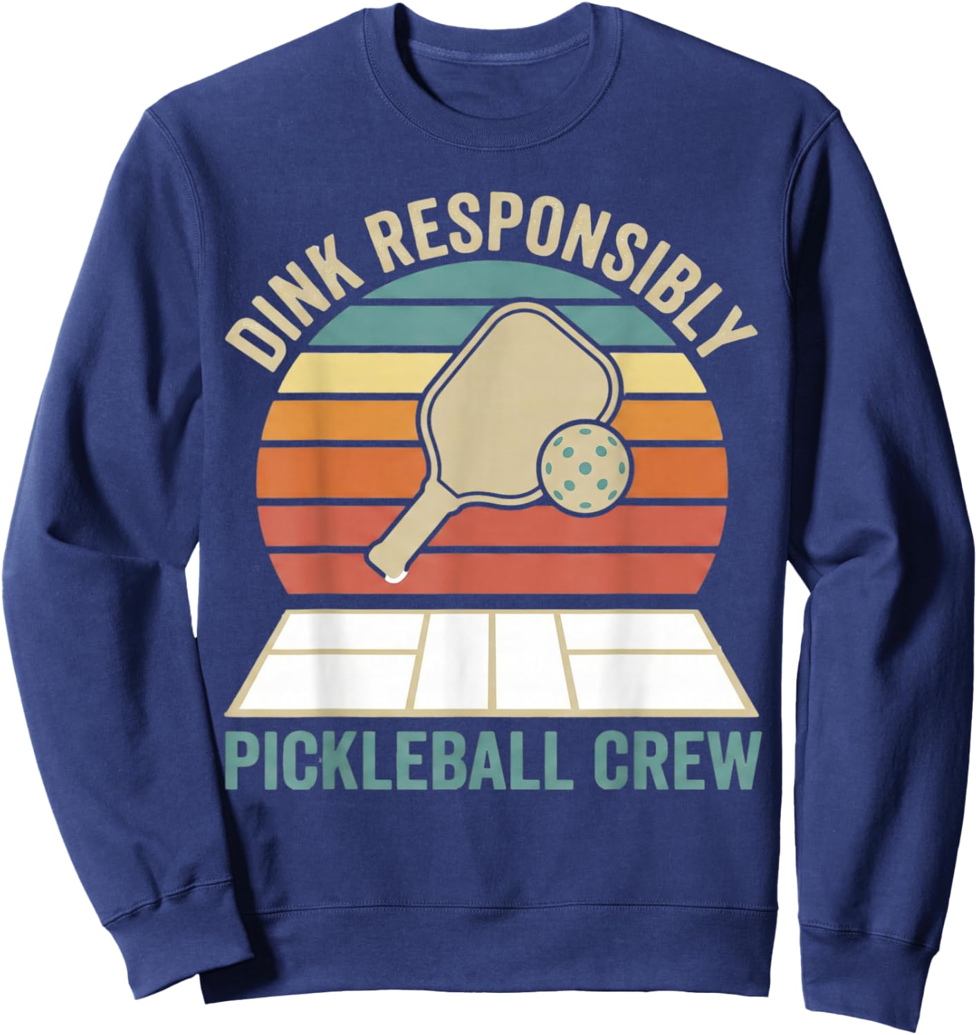 Dink Responsibly Retro Pickleball Vintage Crew Sweatshirt - Sweatshirt | Navy